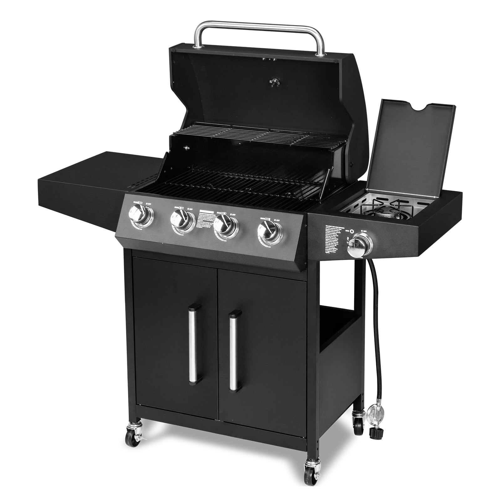 GoDecor 4-Burner Propane Gas Grill with Side Burner for Outdoor Cooking (Black, 53 in x 24.8 in x 44.5 in) wrhkj