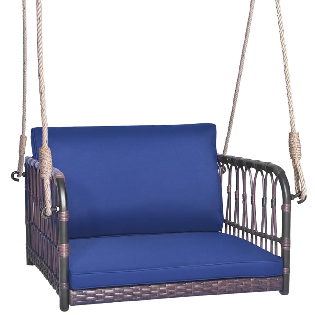 Spaco Hanging Porch Swing Chair with Cushions (Navy, 1-Seater) cnq9d