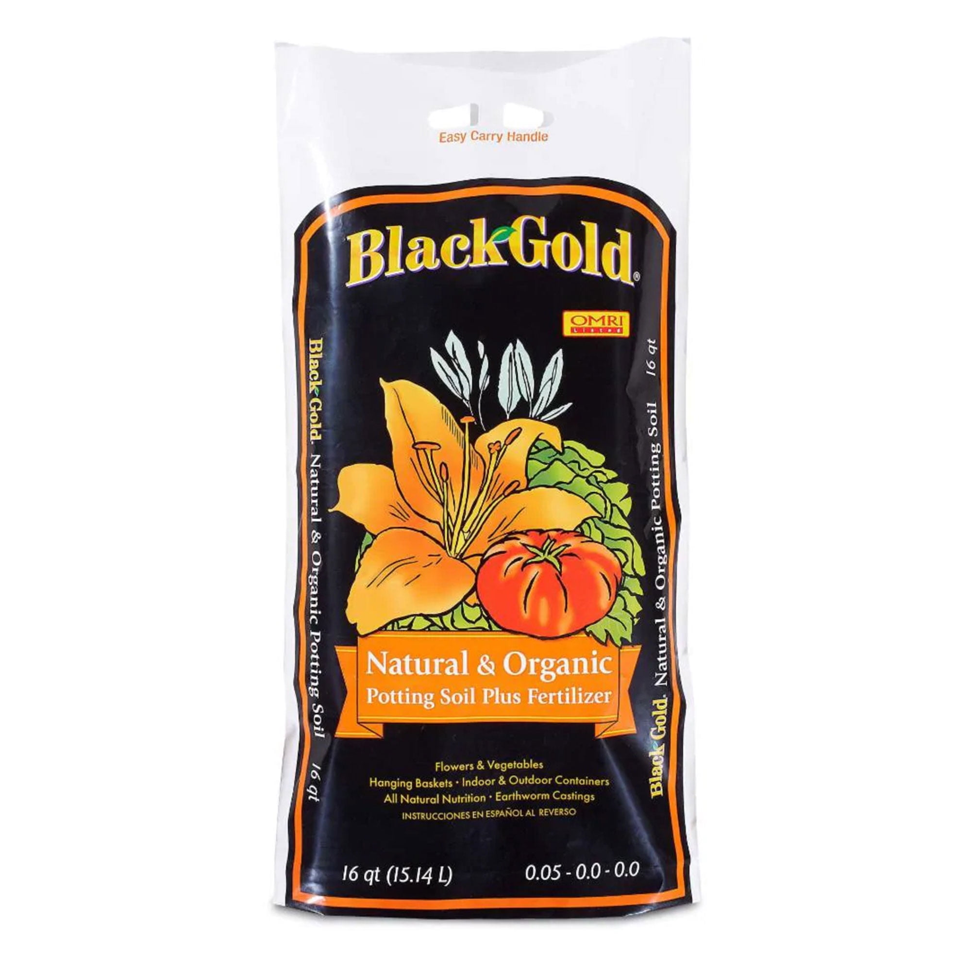 Black Gold Natural & Organic Potting Soil with Fertilizer for Indoor and Outdoor Plants (Black, 16 qt) dd8zz