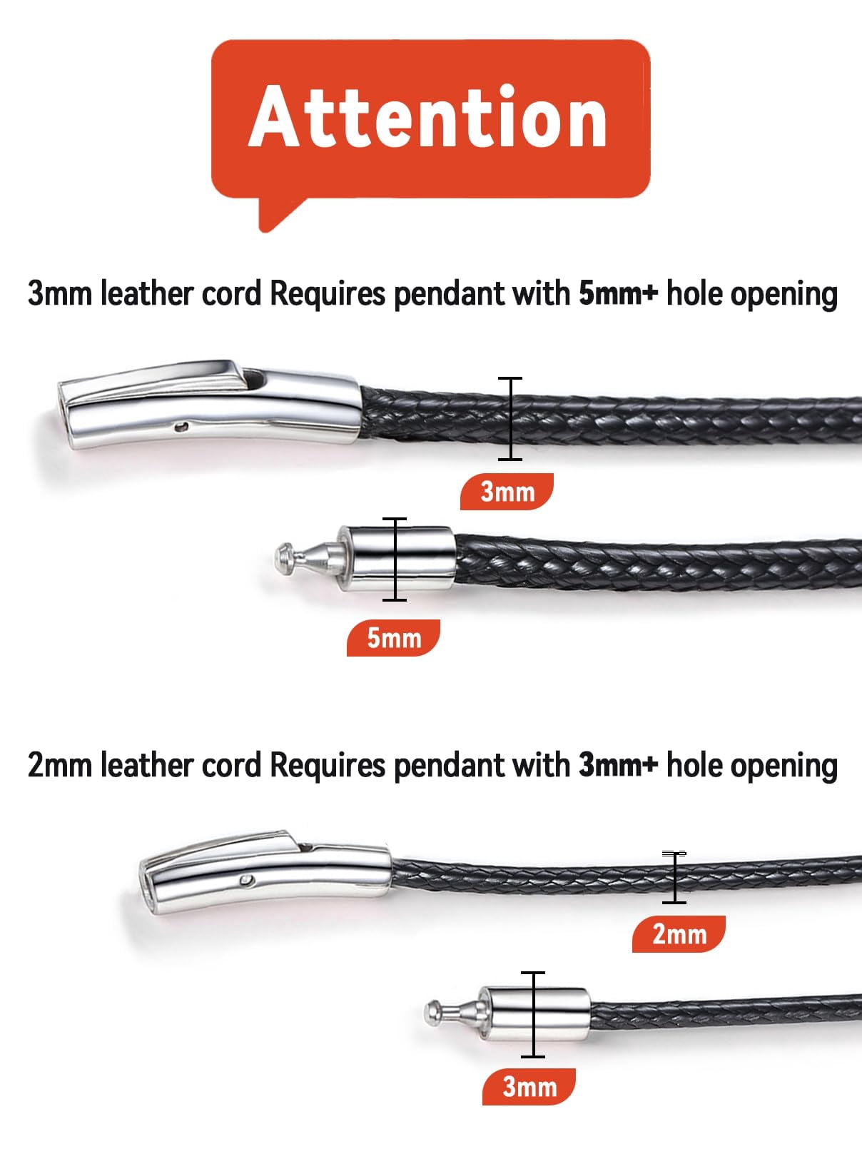 FaithHeart Braided Leather Cord Necklace for Men and Women, Waterproof Wax Rope Chain with Stainless Steel Clasp (Black, 20 in) 0r57a
