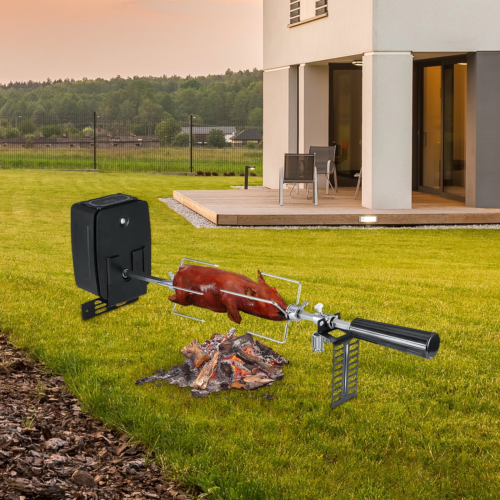 Generic Electric Barbecue Rotisserie Kit (360° Rotatable, Adjustable Stainless Steel Grill Rack, 15.43 lb Capacity) dv6v2