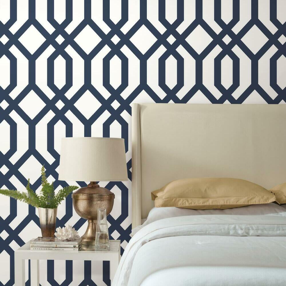 RoomMates Gazebo Lattice Peel and Stick Wallpaper (Blue, 20.5 in x 16.5 ft) 9reau