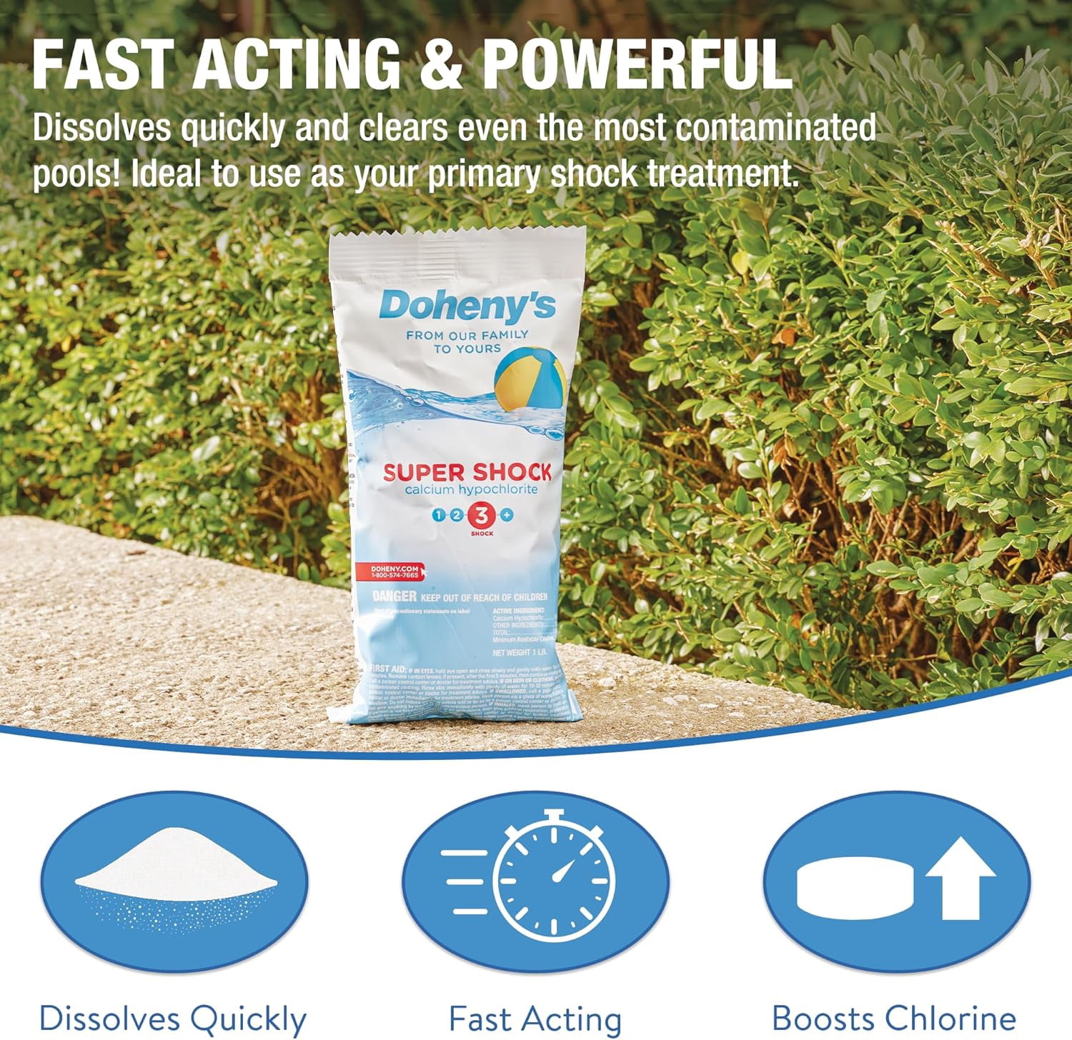 Doheny's 68% Cal-Hypo Pool Shock, Fast-Dissolving Granular Chlorine (White, 24 lb Pack) yp63d