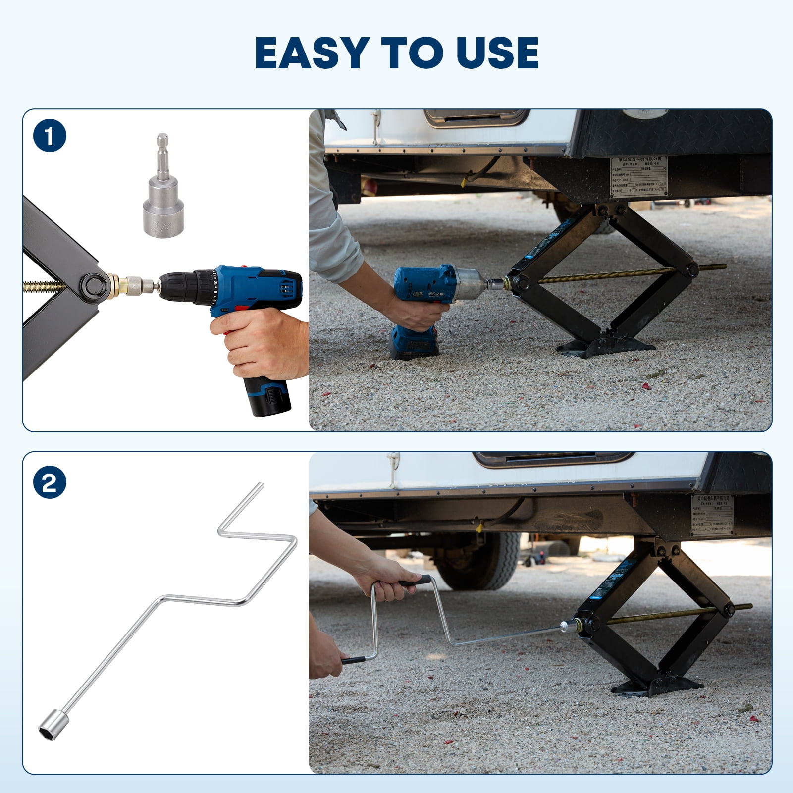 Kohree RV Trailer Stabilizer Scissor Jacks (Black, 9500 lb, Set of 4) di98w