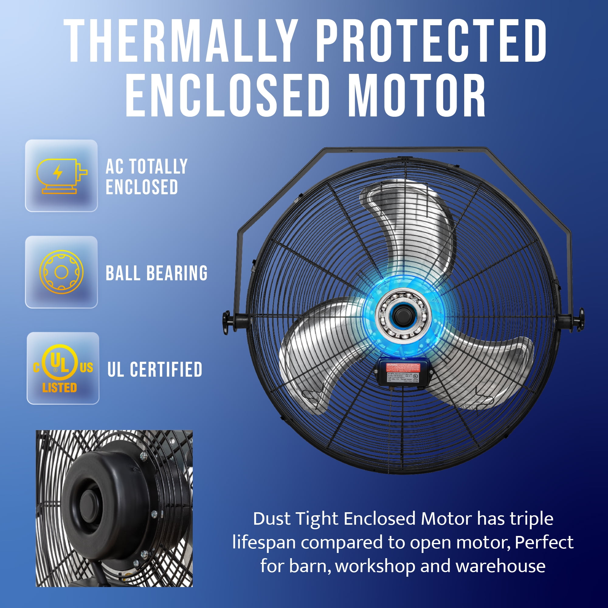 Tornado 24 Inch High Velocity Industrial Wall Mount Fan (Black, 24 in) c2v4v