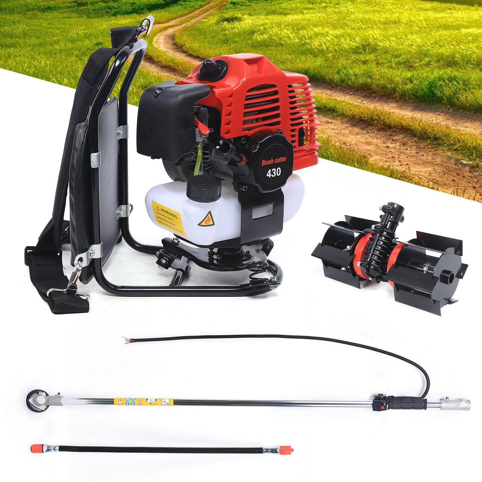 Generic 43CC 2-Stroke Backpack Gas Brush Cutter and Lawn Trimmer for Garden Maintenance (Red, 33.8 fl oz) hkfkr