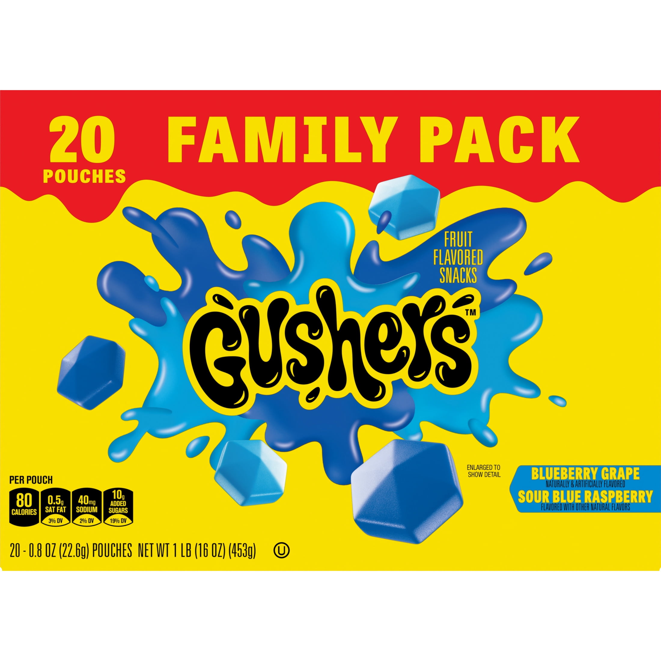 Gushers Fruit Flavored Snacks, Valentine's Day Edition, Juicy Center Chewy Treats (Blueberry Grape & Sour Blue Raspberry, 20 Ct, 16 oz) hr2nu