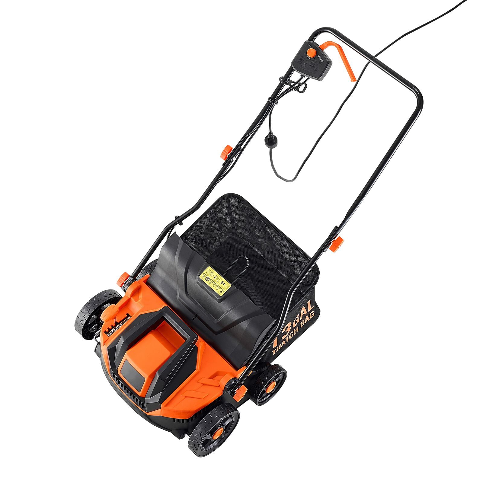 Shenmamo 13 Amp Electric Lawn Dethatcher and Scarifier (13-Inch, 13-Gallon Collection Bag) wa9lv