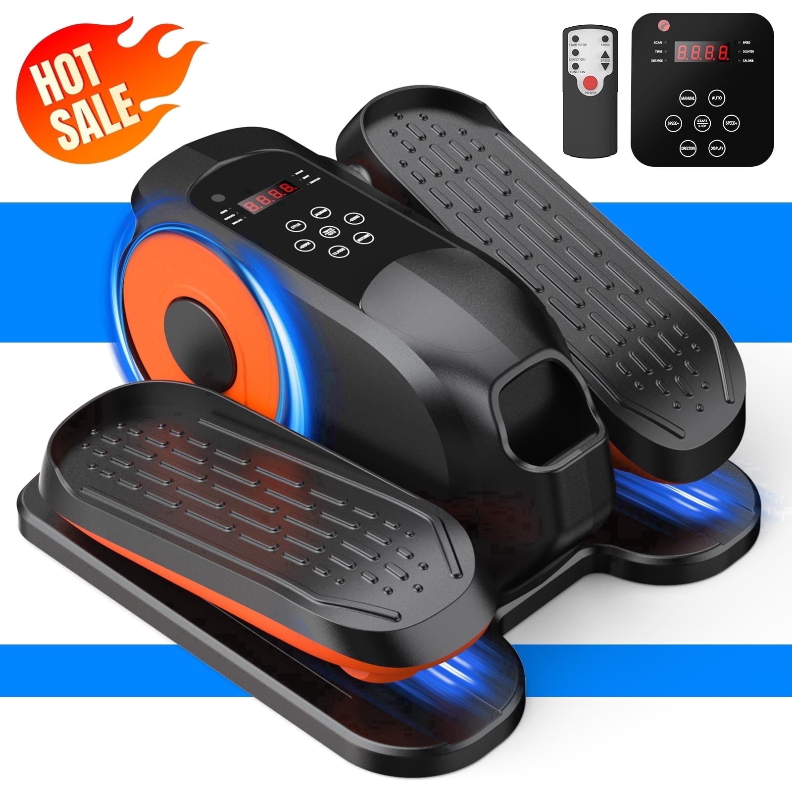 Funslim Under Desk Elliptical Machine, Quiet Electric Seated Pedal Exerciser with Remote Control (Black, 1 Unit) ngog9