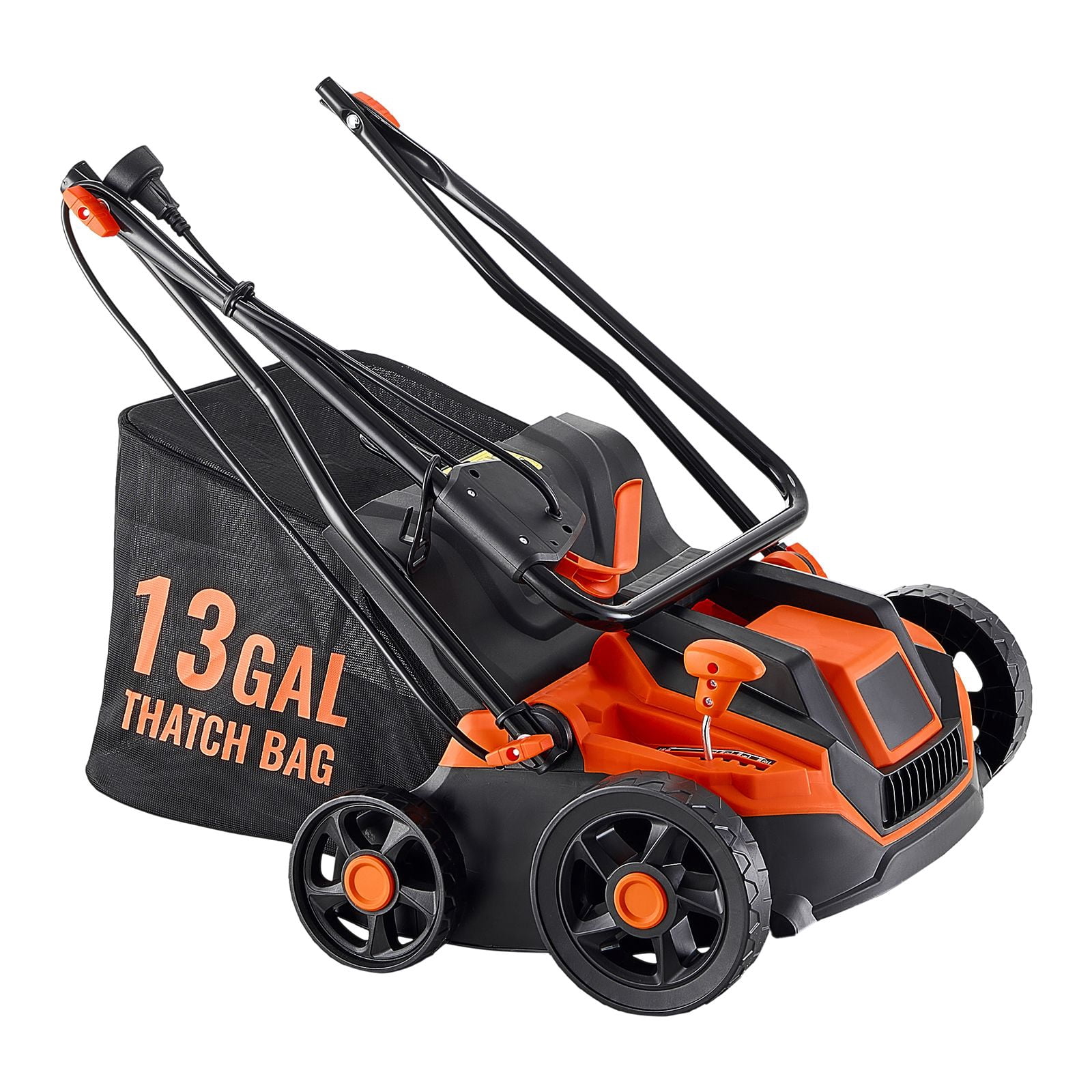 Shenmamo 13 Amp Electric Lawn Dethatcher and Scarifier (13-Inch, 13-Gallon Collection Bag) wa9lv