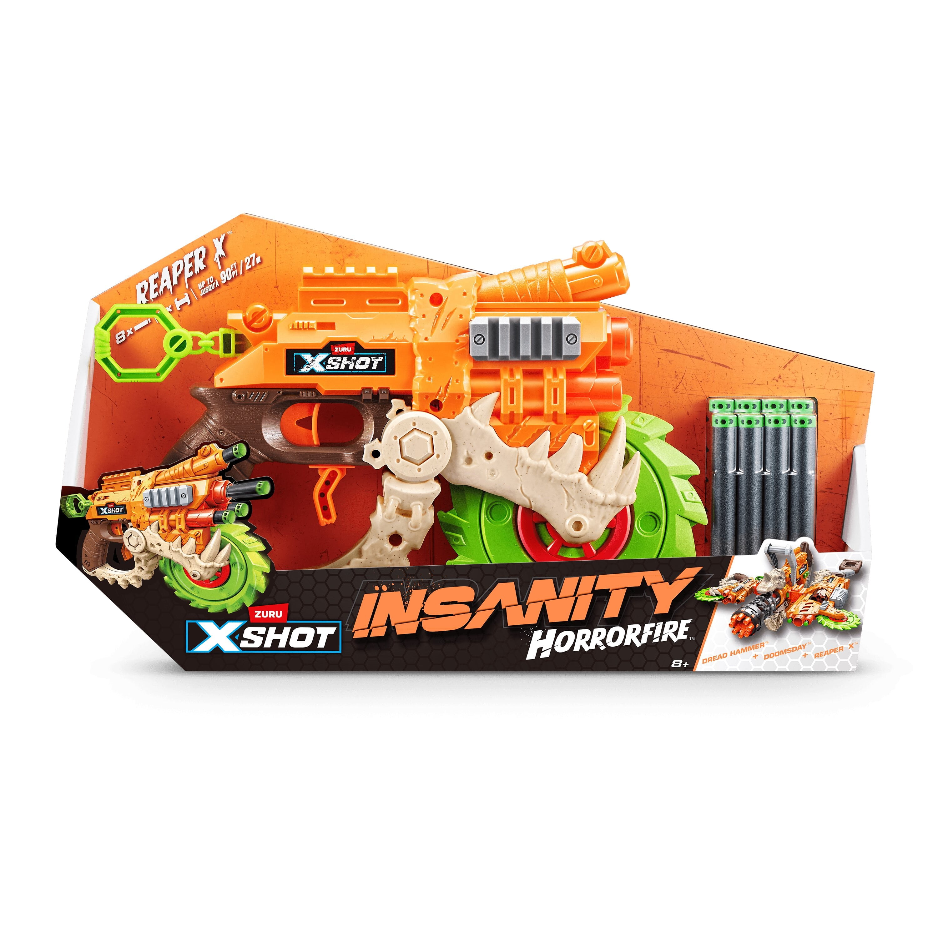 XSHOT Insanity HorrorFire Reaper X Outdoor Blaster with Spinning Saw Blade (8 Darts) j80lb