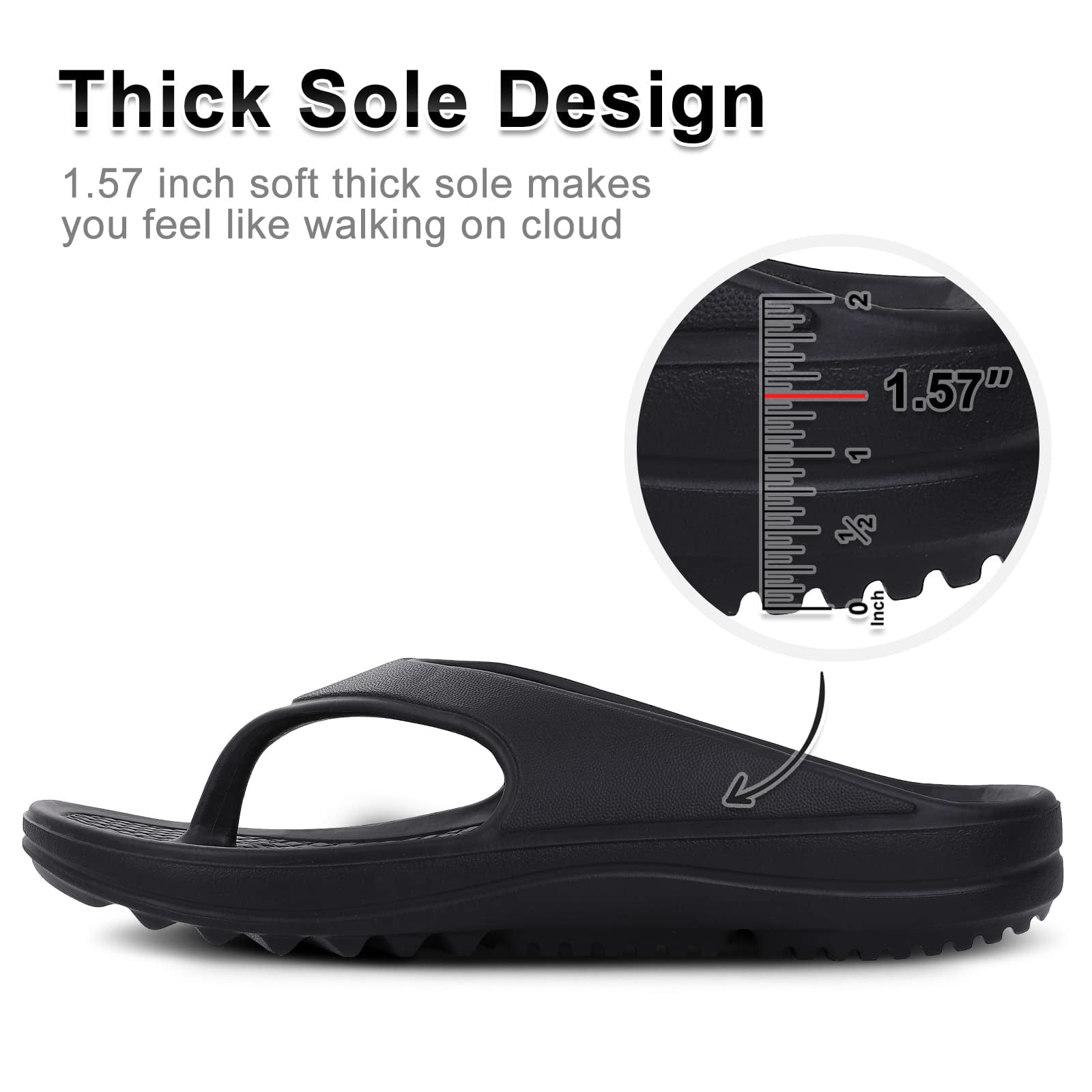 Litfun Orthotic Flip Flops for Women, Arch Support Recovery Sandals, Pillow Soft EVA Platform Shoes (Black, 9 US) gqmfz