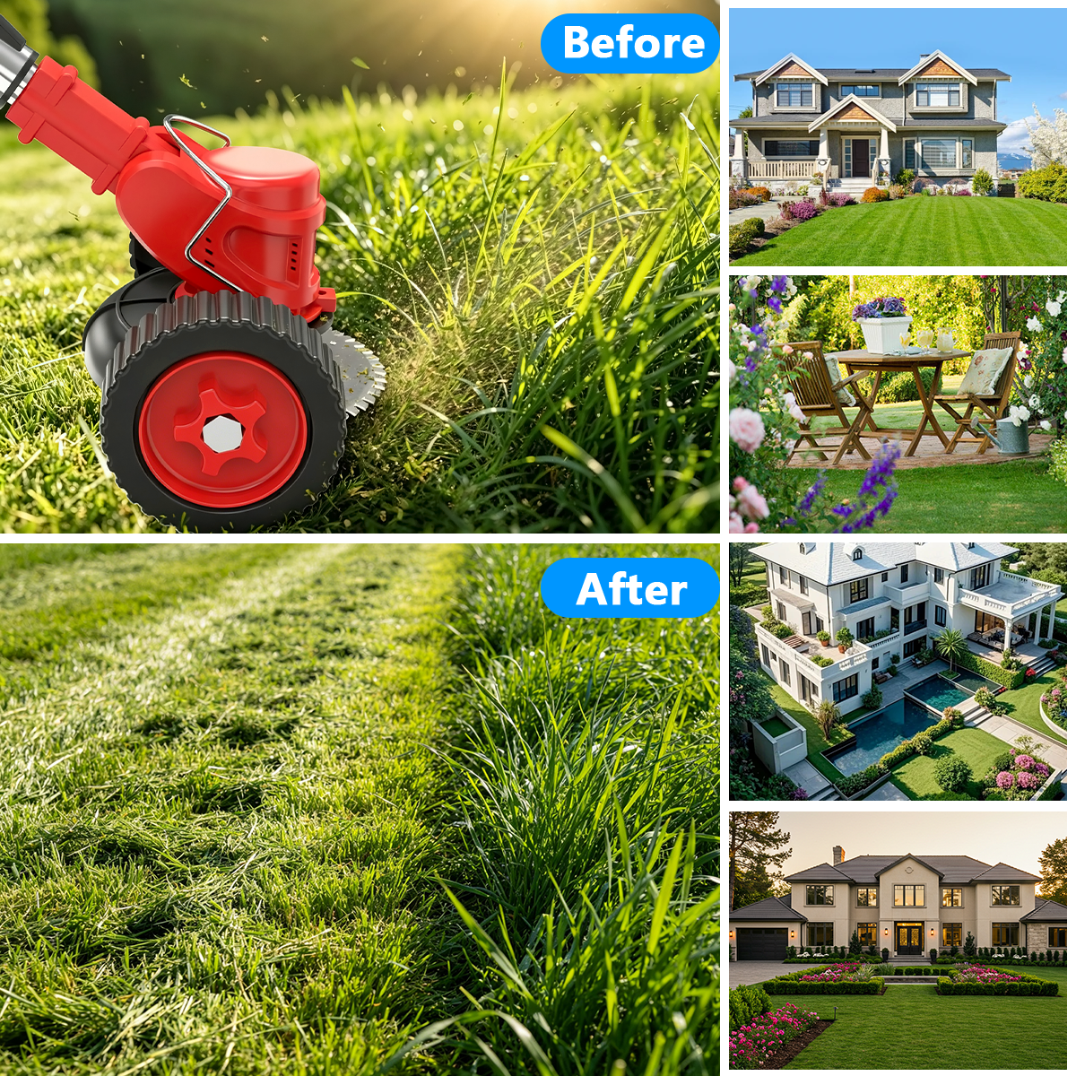 TNTANTS Cordless Electric Weed Wacker, 3-in-1 Grass Trimmer, Edger, and Brush Cutter with 2 Batteries and Wheels (Red, 46.5 in) 04gwl