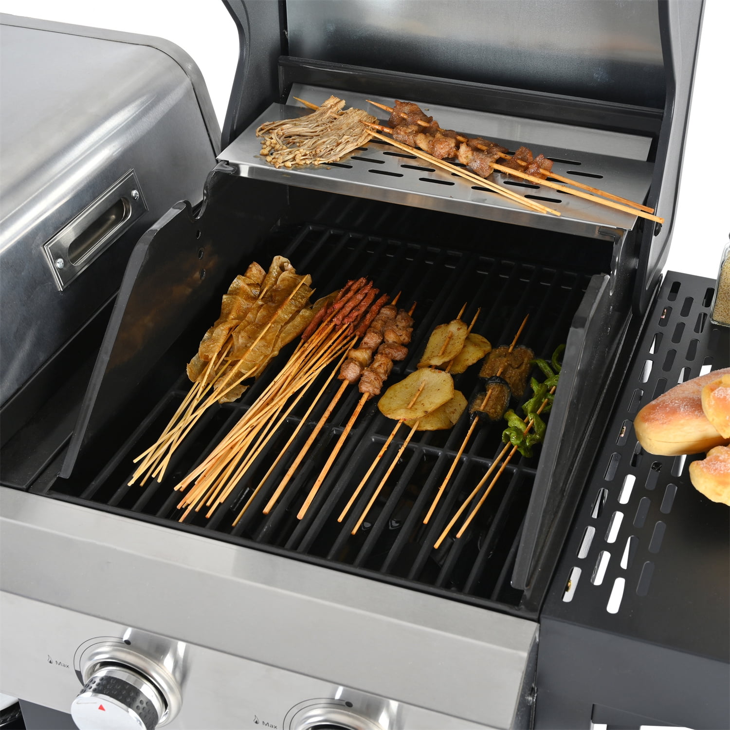 YIORTWO 4-Burner Propane Gas Grill and Griddle Combo with Pizza Oven (Black, 690 sq in) 73twn