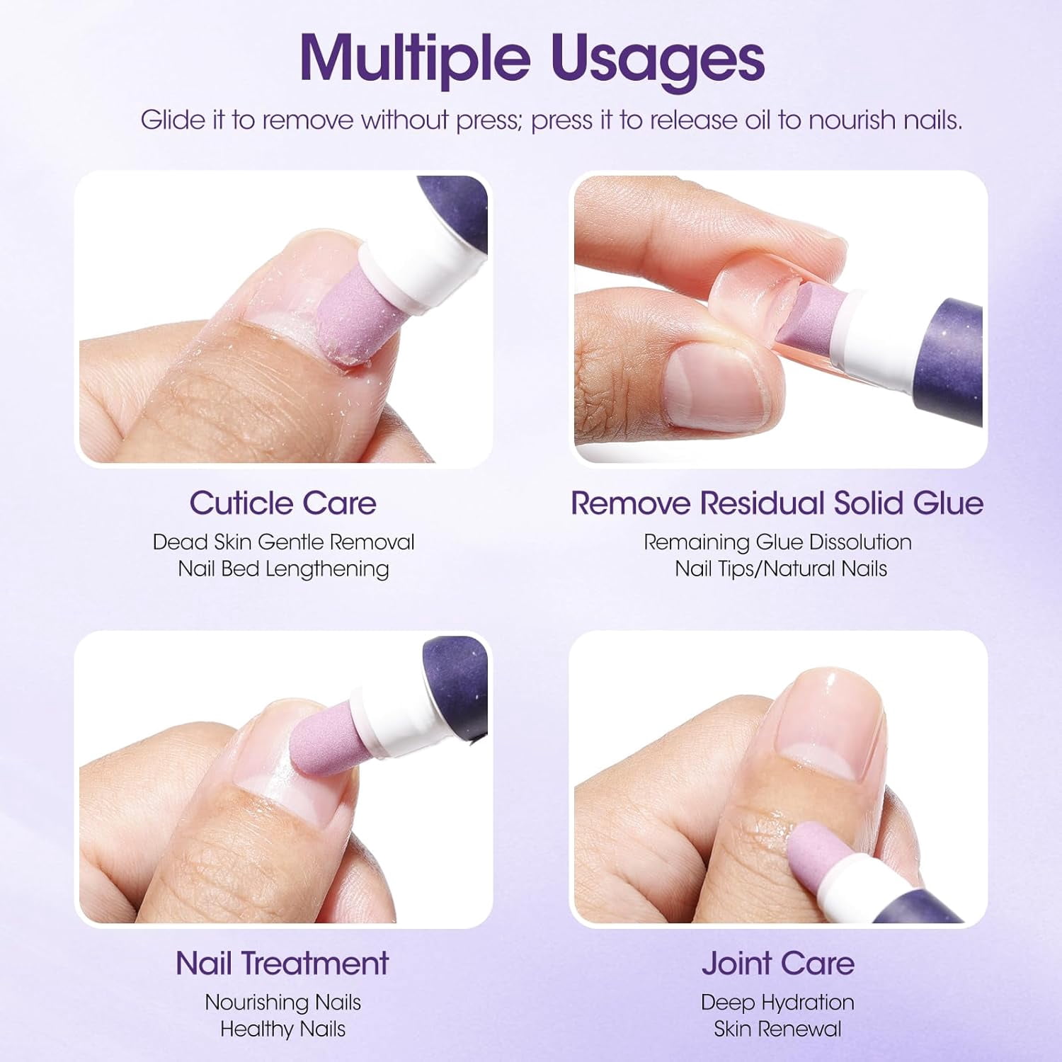 Onilyua 4-in-1 Cuticle Pusher Pen with Nourishing Oil, Professional Nail Care Tool for Hangnails and Dry Cuticles (2 Pack, 0.12 fl oz) rtr0m