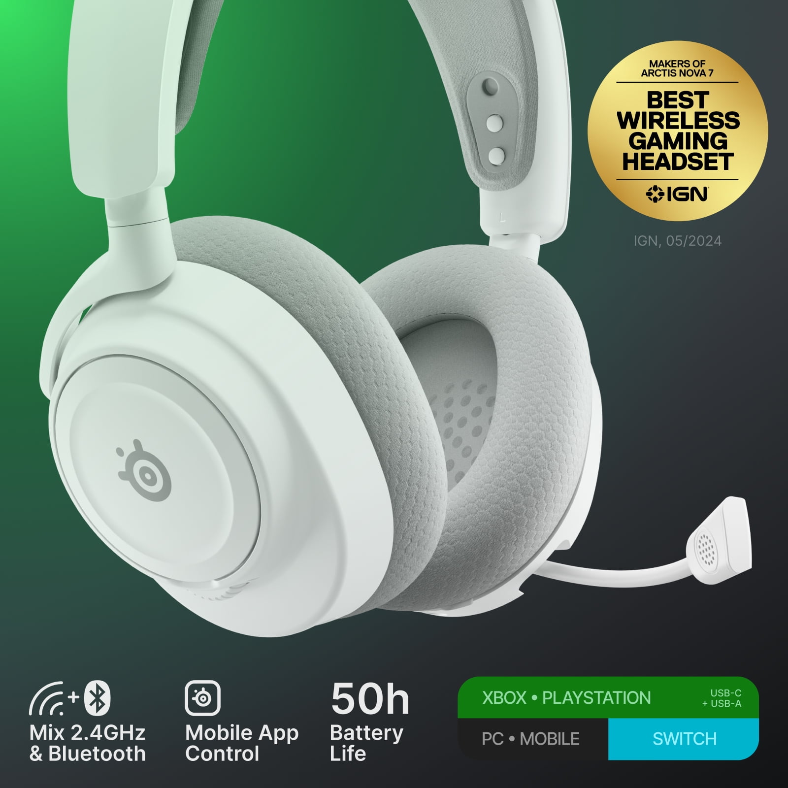 SteelSeries Arctis Nova 7X Wireless Gaming Headset (White, Multi-Platform) tadyi