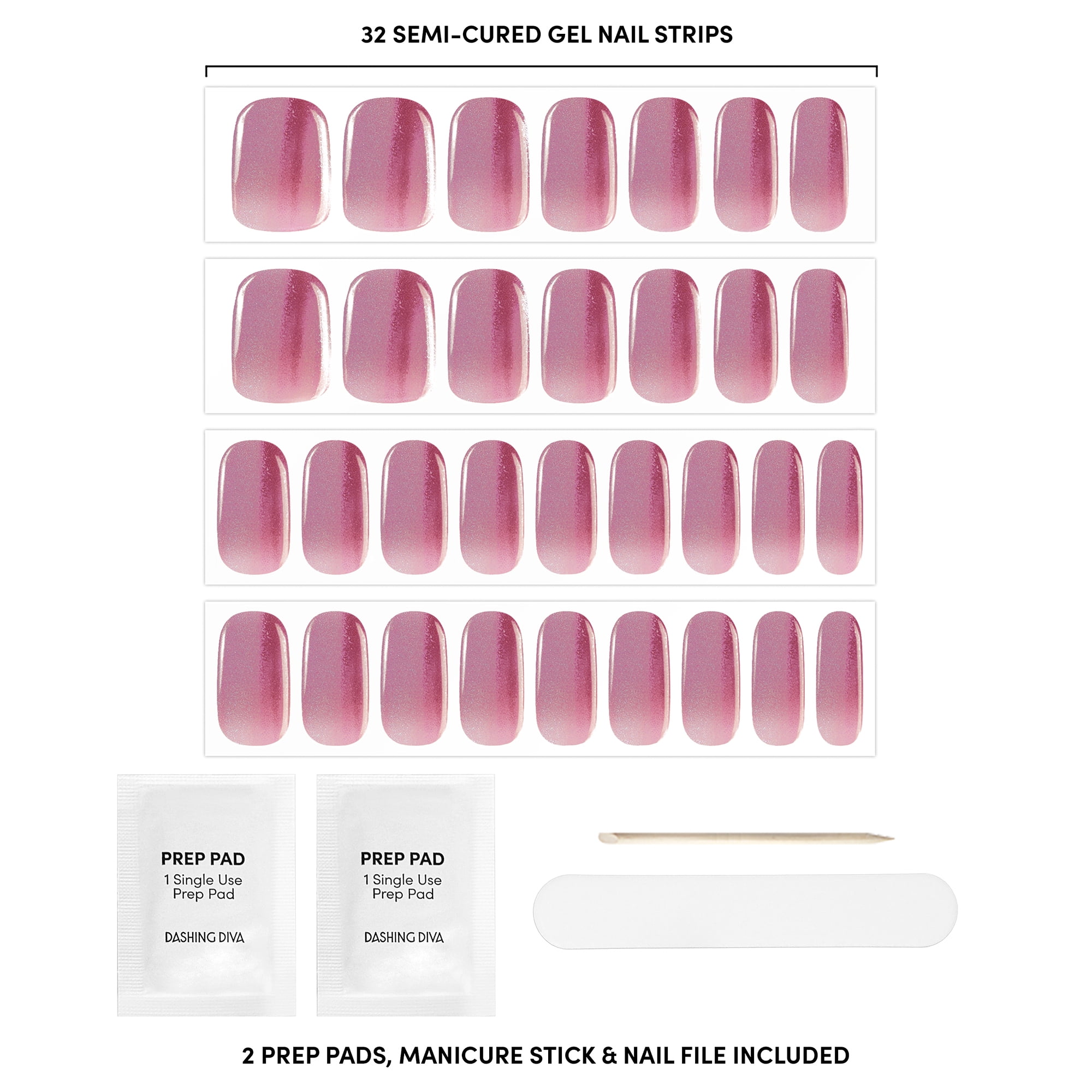 Dashing Diva Glaze Semi-Cured Gel Nail Strips, High-Shine Salon Finish (Sangria Red, 32 Count) enves