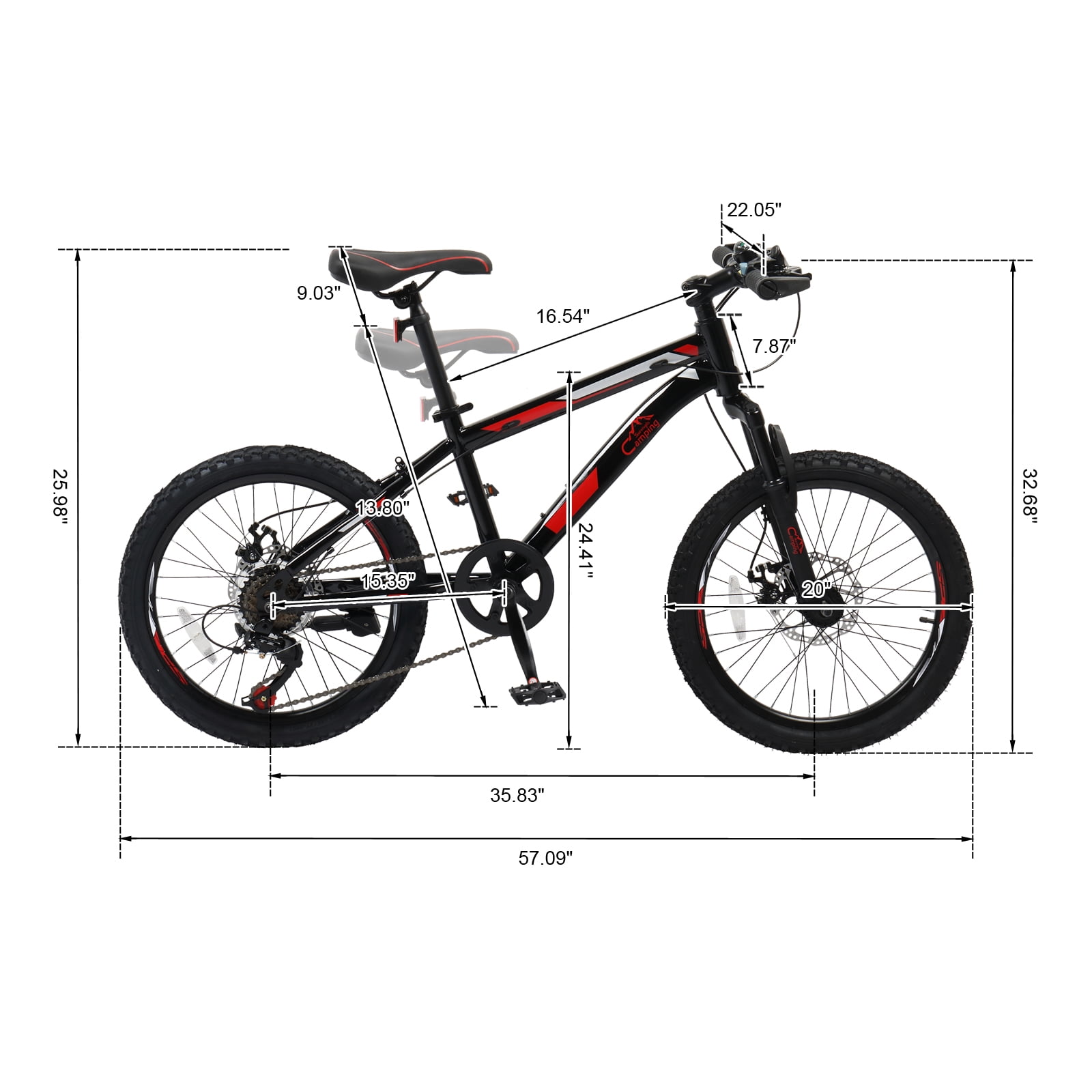 UBesGoo 7-Speed Mountain Bike, All-Terrain Bicycle with Dual Disc Brakes and Suspension (Black Red, 20 in) n0rhc