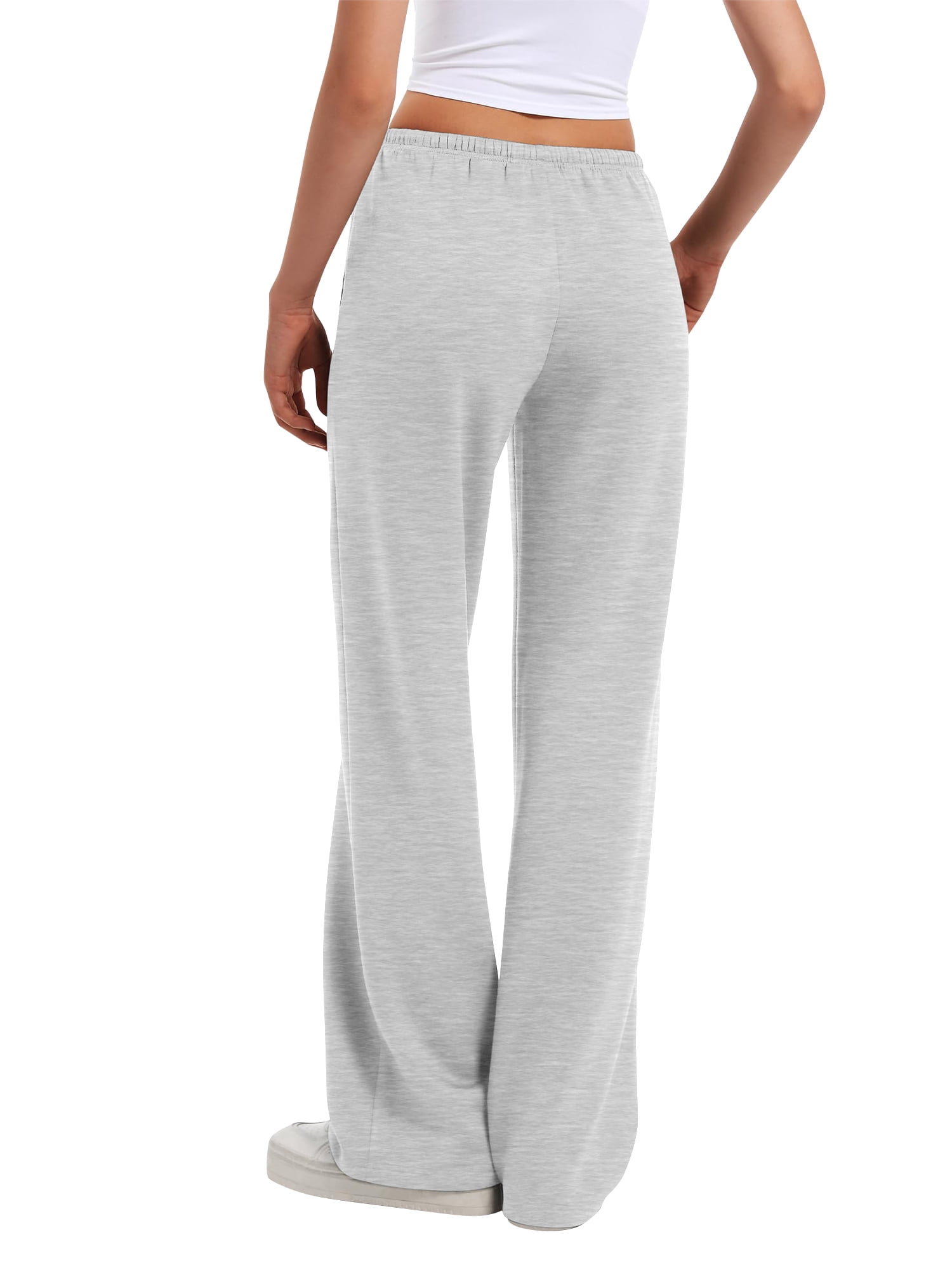 Temofon Women's Low Rise Straight Leg Sweatpants with Pockets (Grey, Medium) 8zjy2