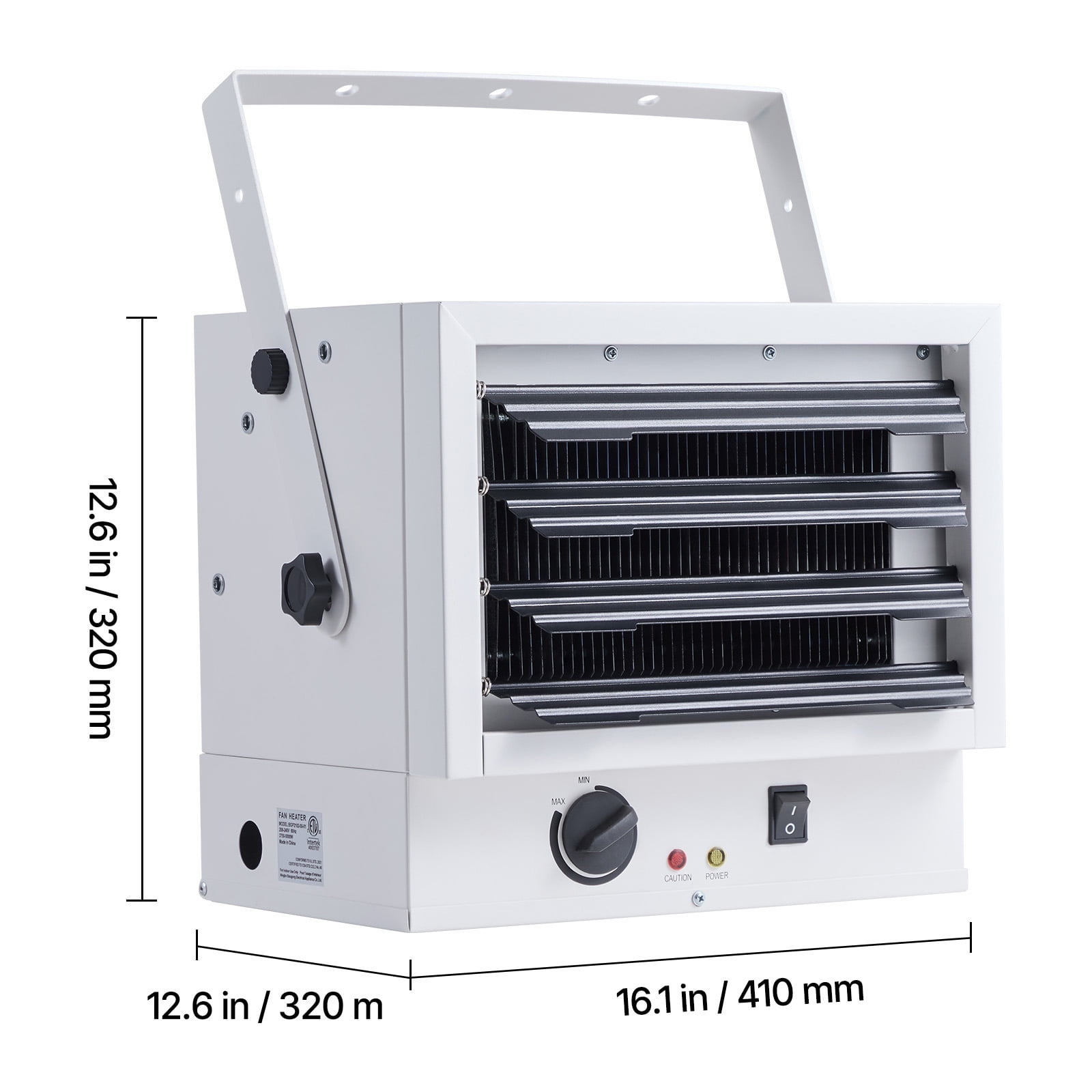 KFFKFF Electric Garage Heater, 5000W Wall or Ceiling Mounted Space Heater for Workshops and Warehouses (White, 240V) 25pw0