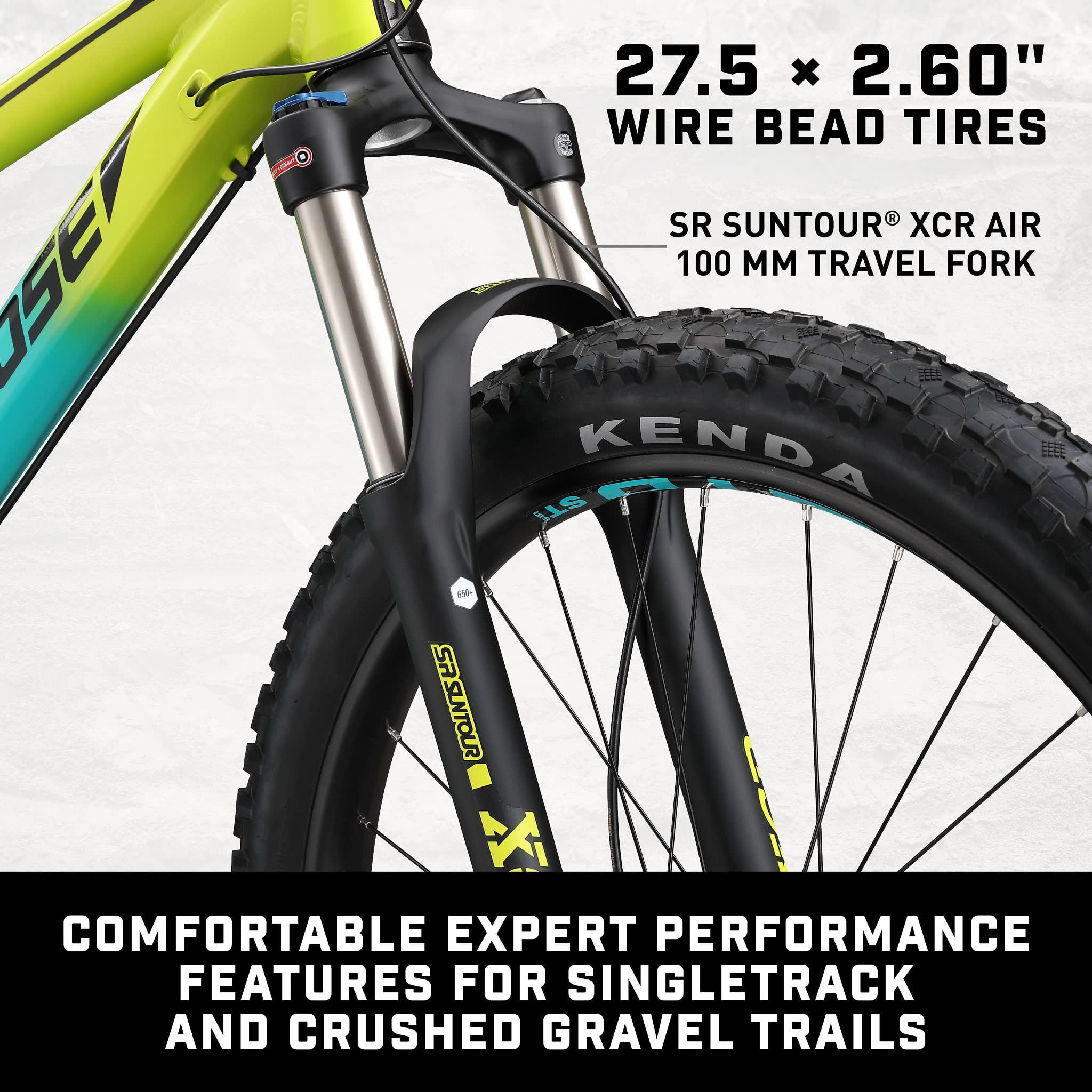 Mongoose Tyax 27.5 Expert Mountain Bike, High-Performance Hardtail Trail Bicycle (Yellow/Blue, 27.5 in) idfdj
