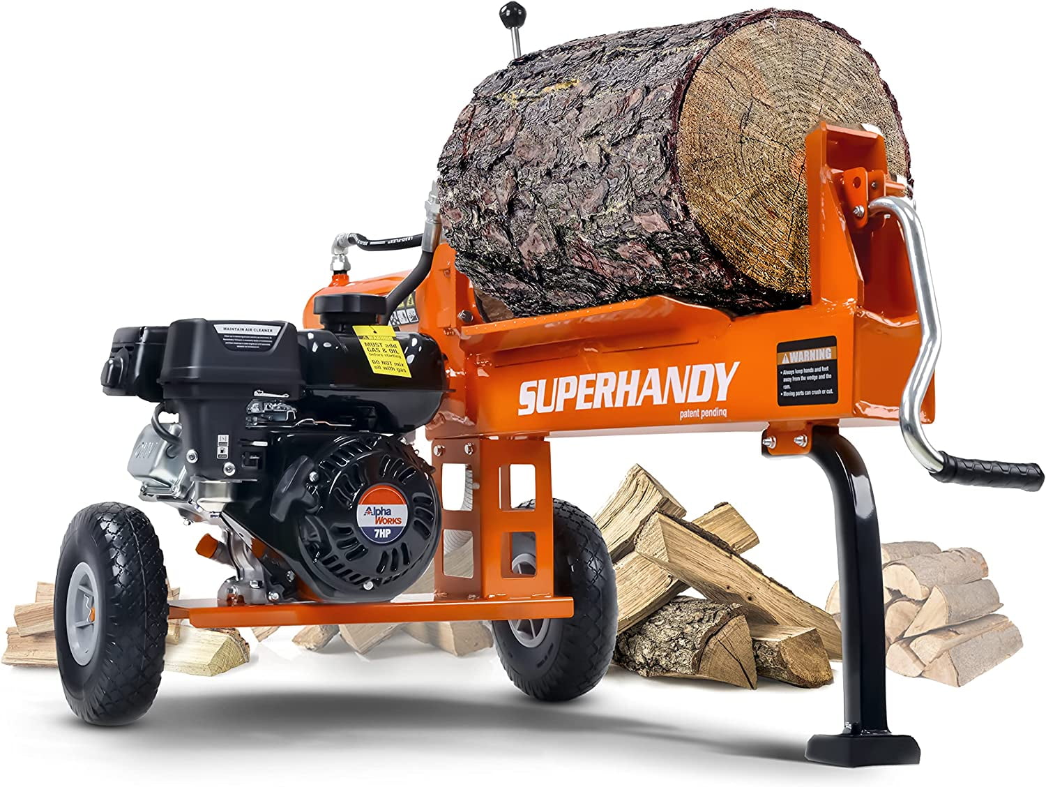 SuperHandy Gas Log Splitter (20 Ton, 7HP 212CC Engine, 16 in Diameter Capacity) m9sbe