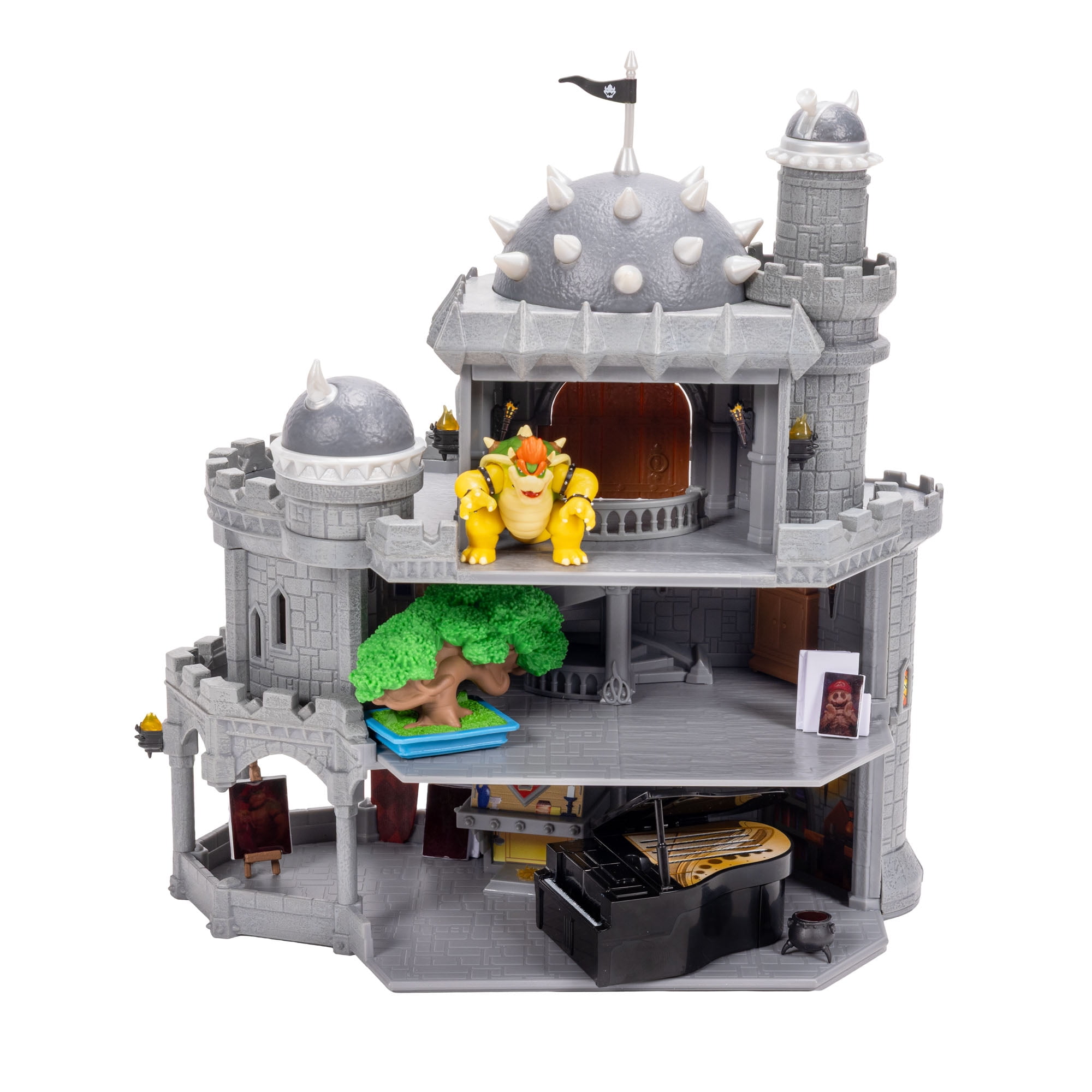 Super Mario Deluxe Bowser Castle Playset with Articulated Figure and Interactive Accessories (12 in) z46tl