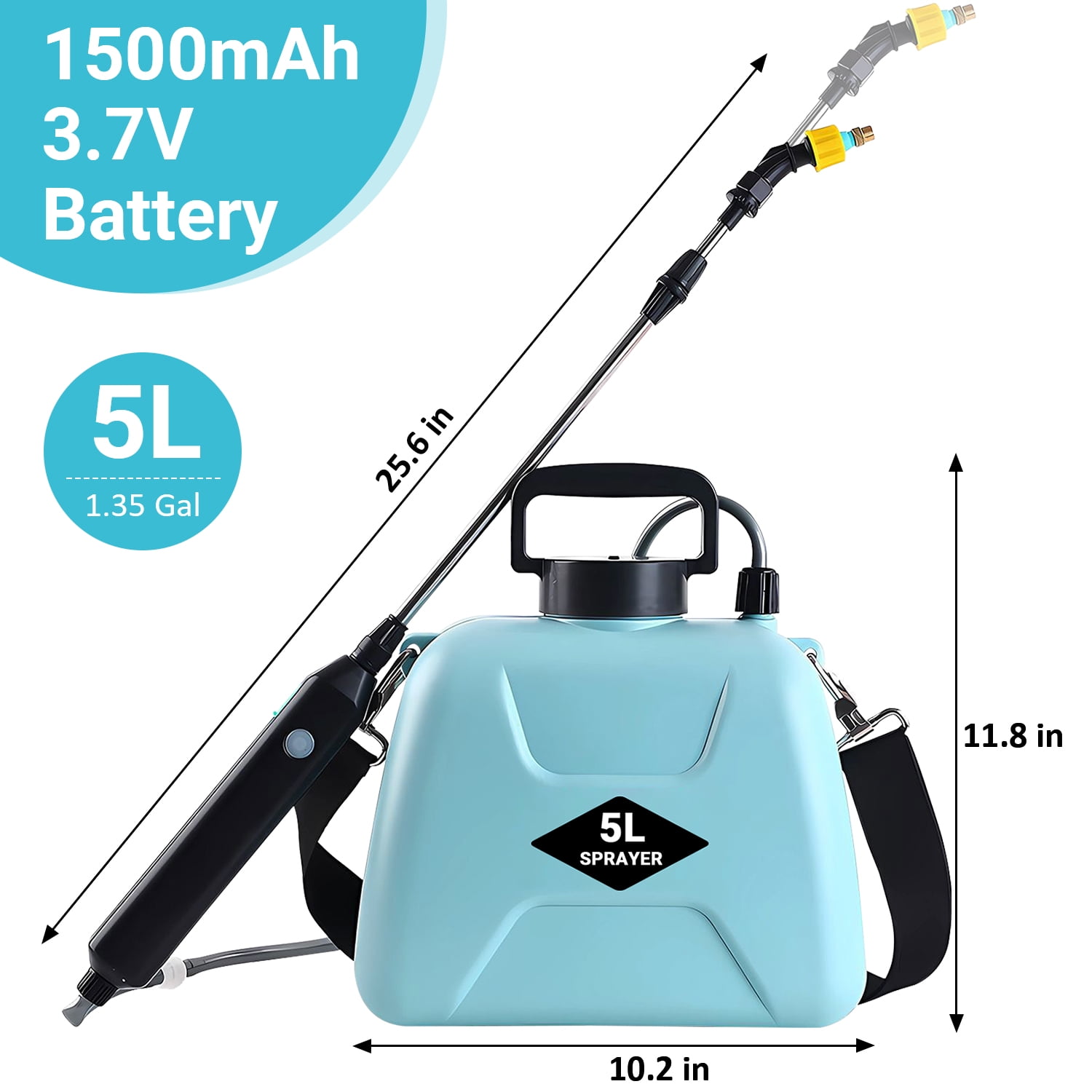 Foukus Electric Garden Sprayer, Portable Battery Powered Plant Mister with Adjustable Shoulder Strap (Blue, 1.35 gal) 0s1eu