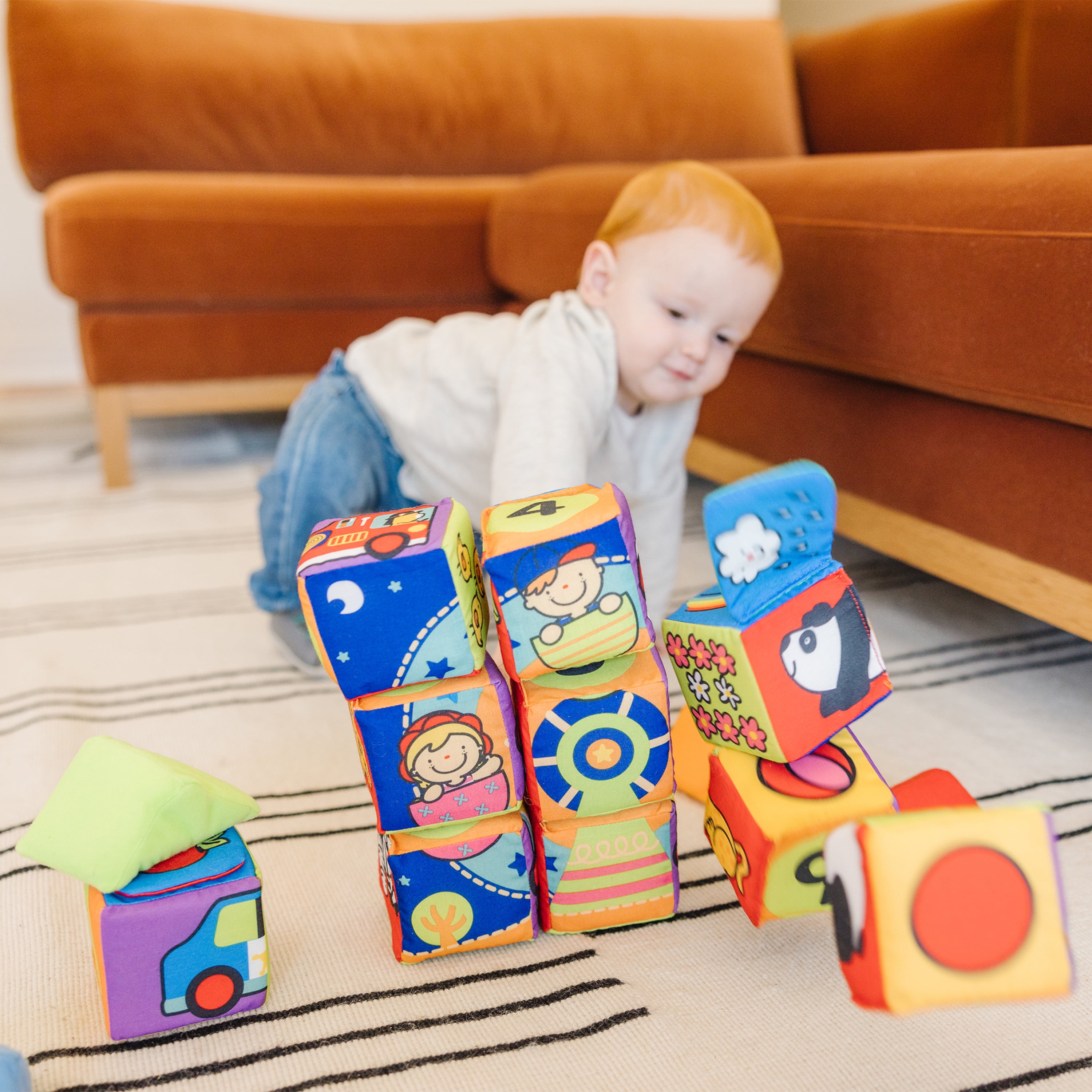 Melissa & Doug K's Kids Match and Build Soft Blocks Set (Multicolor, 14 Piece Set) qfqlp