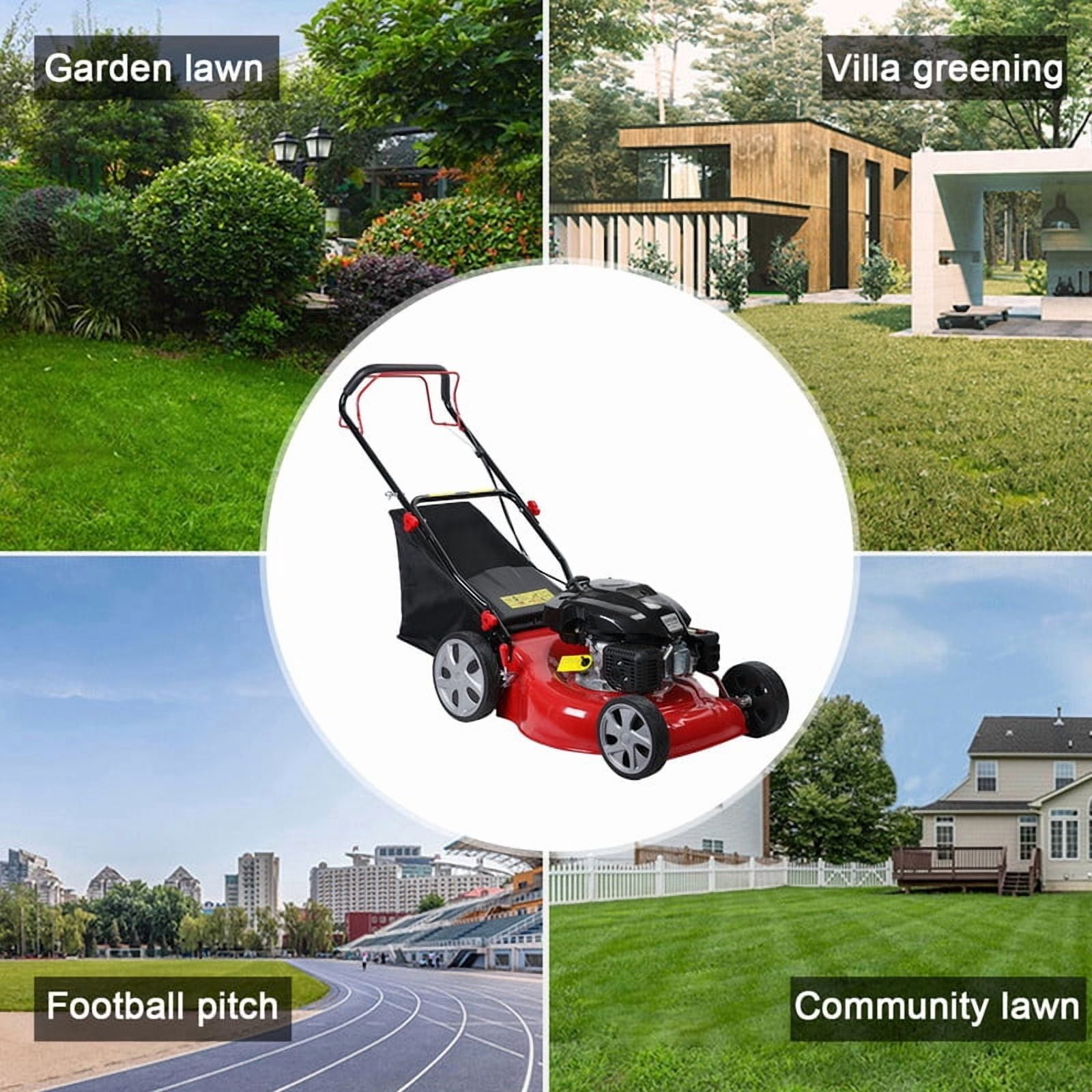 Momarys Self-Propelled Gas Lawn Mower, 141cc 4-Stroke Engine with 20 Inch Cutting Deck (Red, 13.2 gal) r41gx