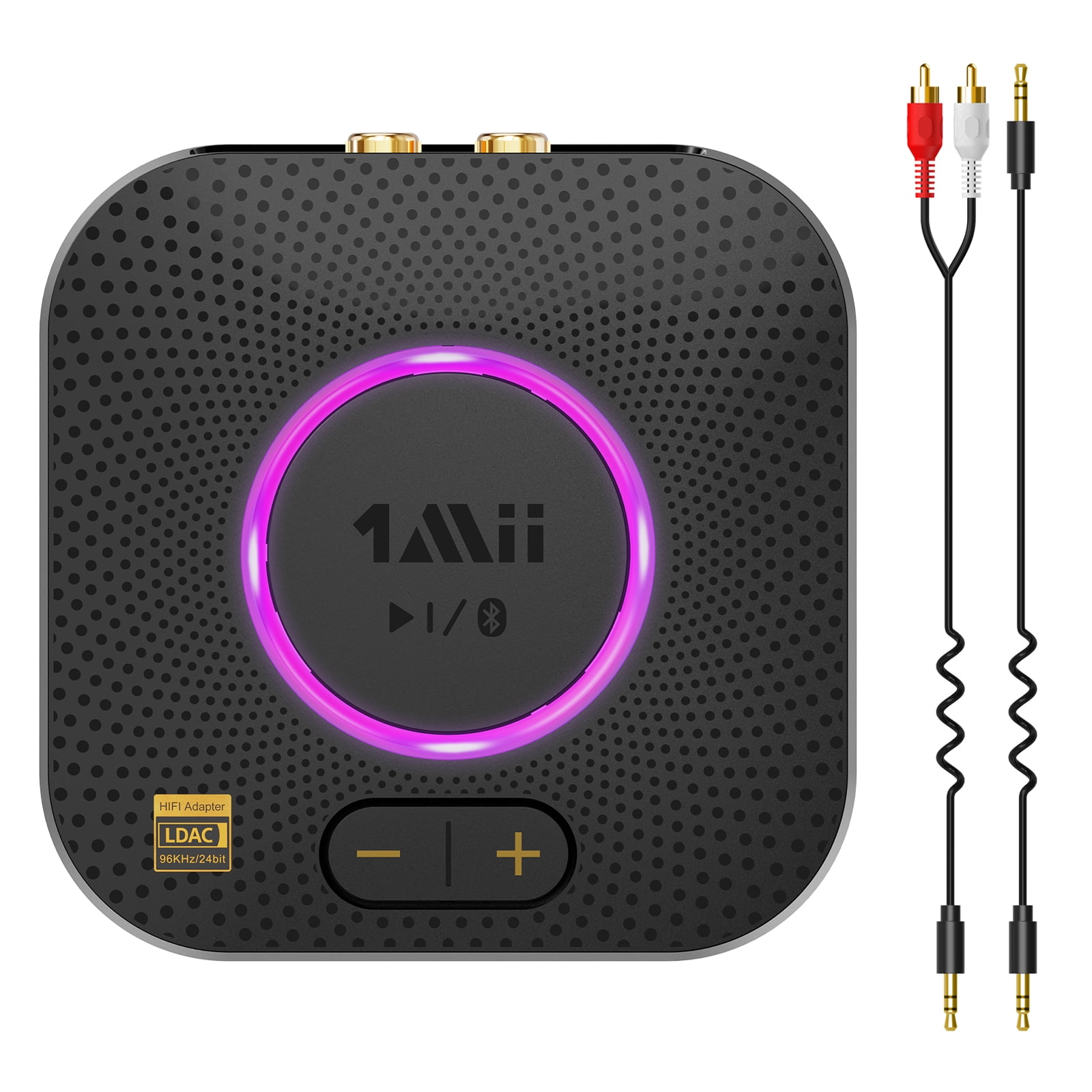 1Mii B06S+ Bluetooth 5.2 Receiver HiFi Wireless Audio Adapter with LDAC and aptX HD (Black, 1 Pack) 7por0