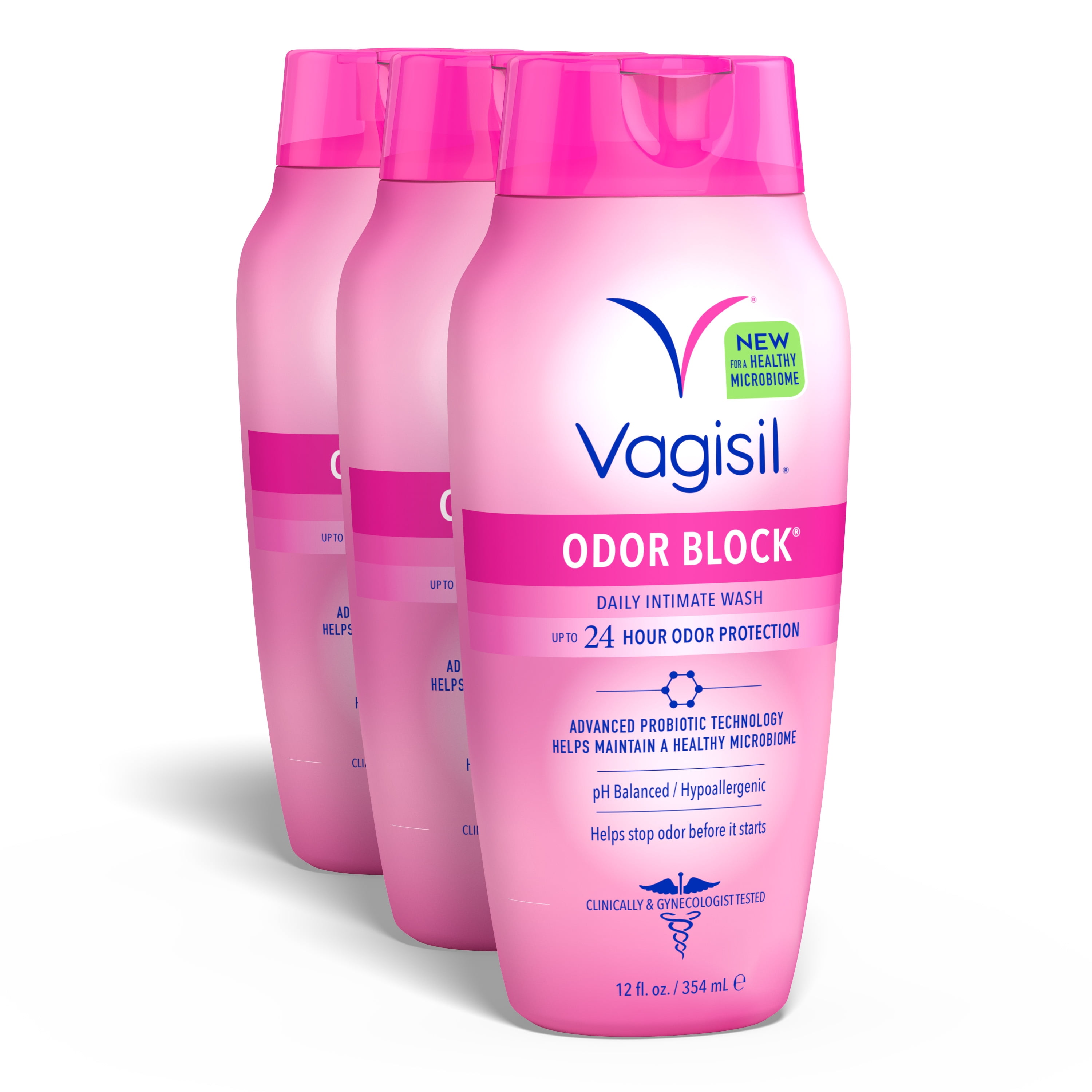 Vagisil Odor Block Daily Intimate Wash, pH Balanced Feminine Cleanser (12 fl oz, 3 Pack) obyfp