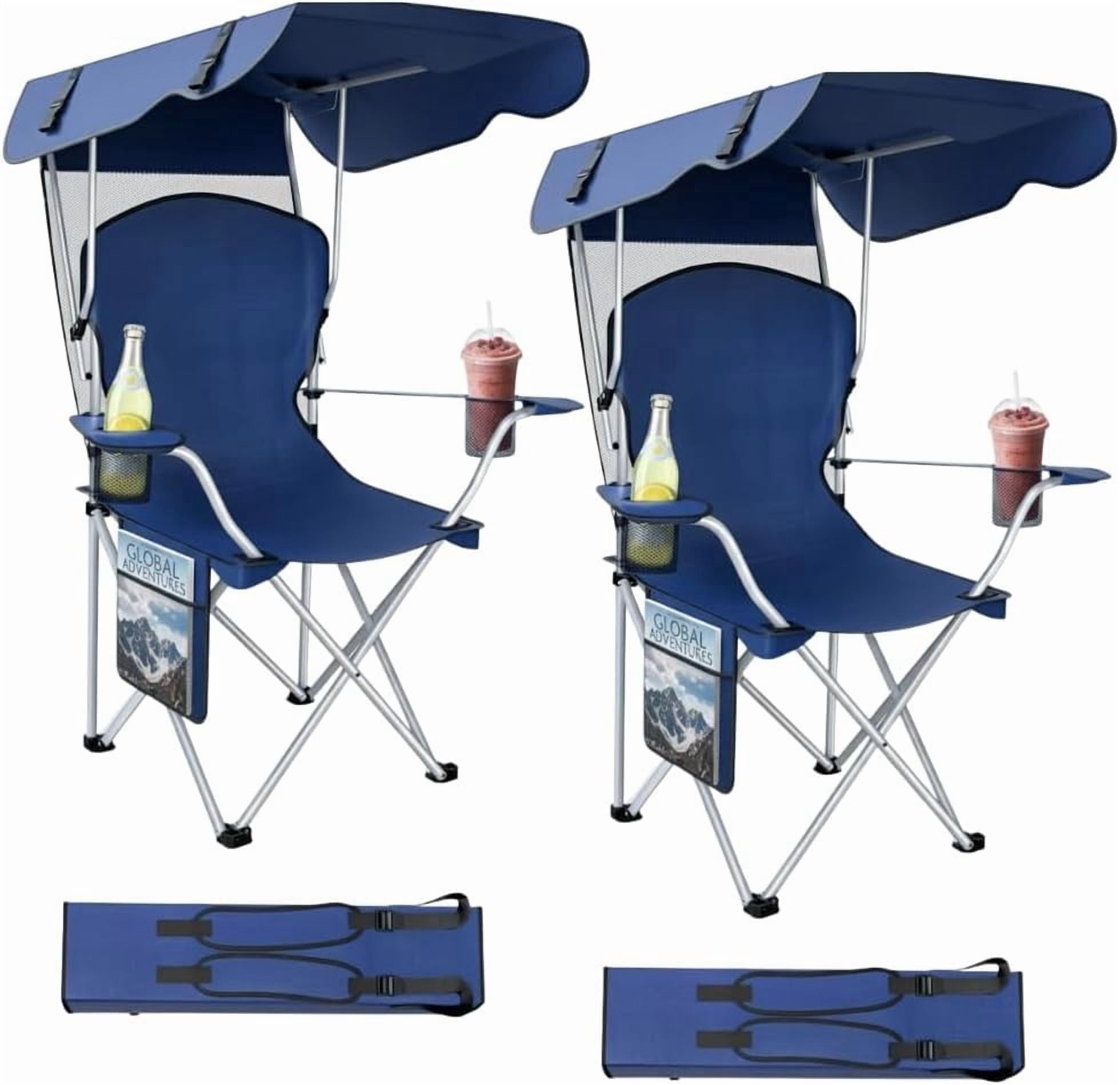 WilderHome Portable Camping Chair with Canopy, Folding Outdoor Seat with Sun Shade (Black) 1e2of