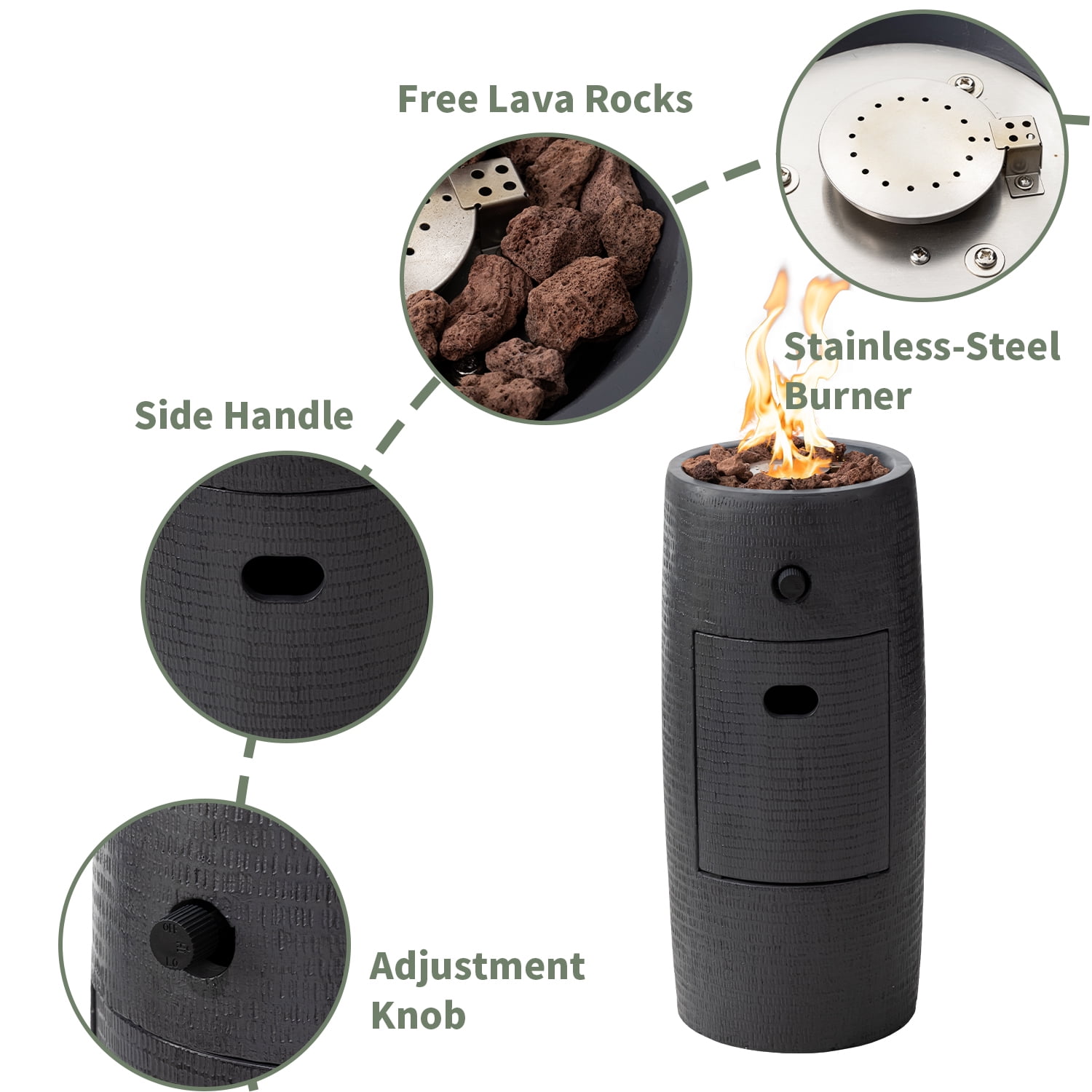 VENTOPYR 15,000 BTU Outdoor Propane Fire Pit Table with Lava Rocks (Grey, 11 in) jaguf