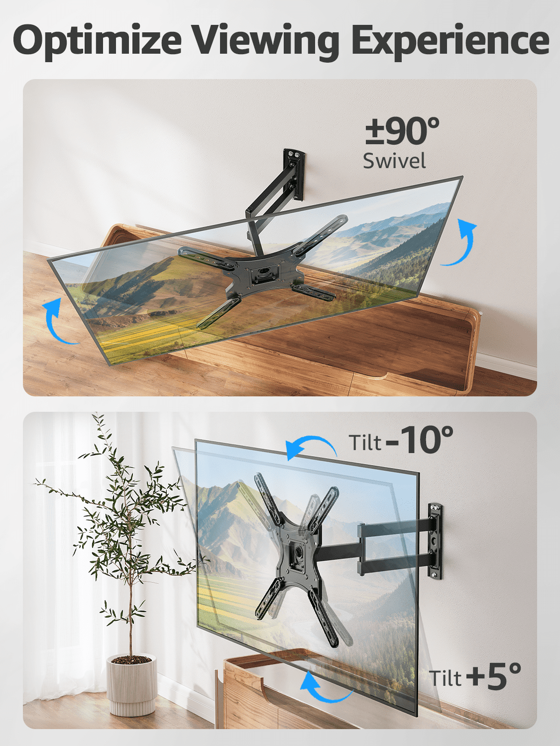 Mount Pro Full Motion TV Wall Mount for 26-60 in Flat Curved TVs, Heavy-Duty Articulating Arm with Swivel and Tilt (77 lb) 6qykt