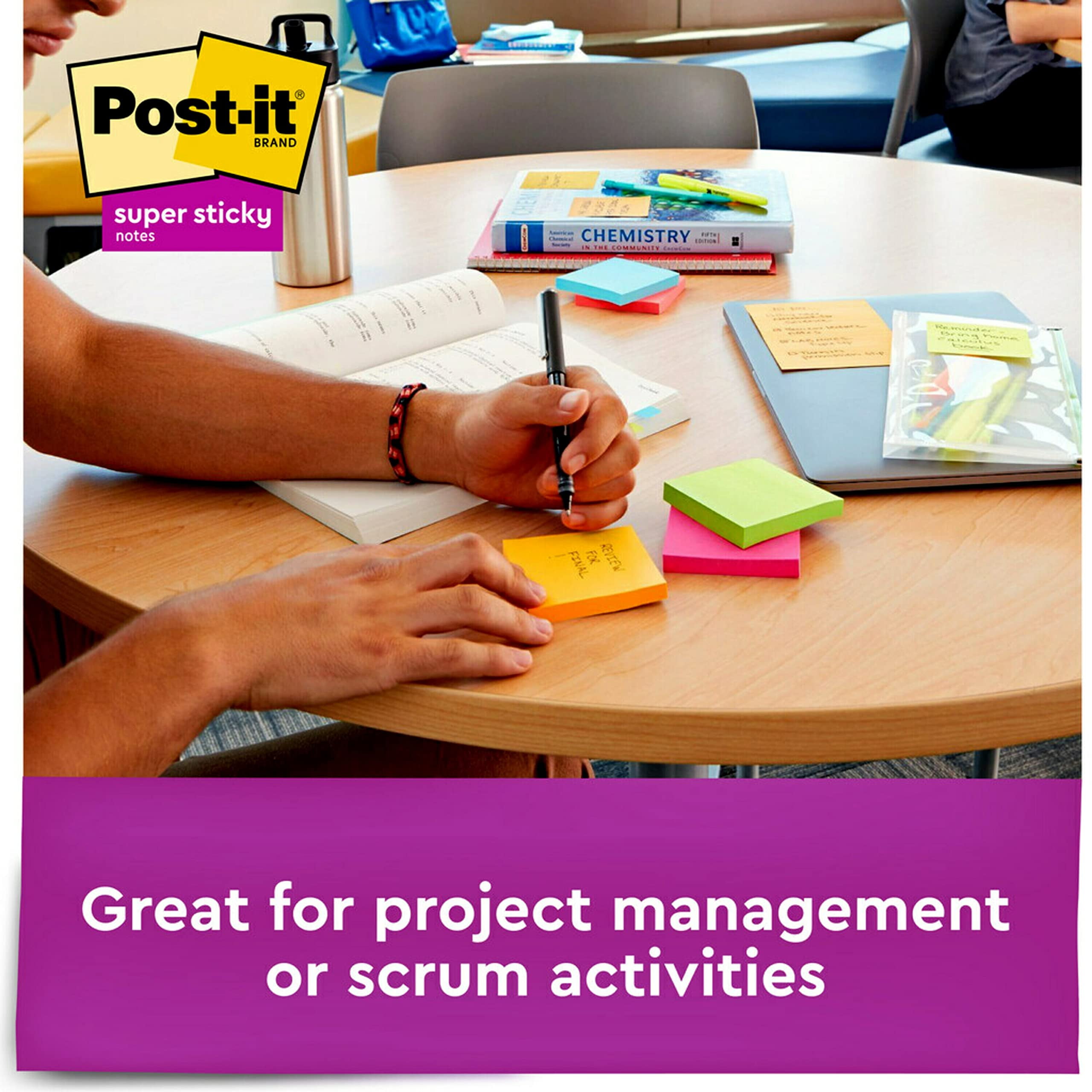 Post-it Recyclable Sticky Notes, Super Sticky Adhesive for Office and Home (Blue, 3 in x 3 in, 6 Pads) o3d49