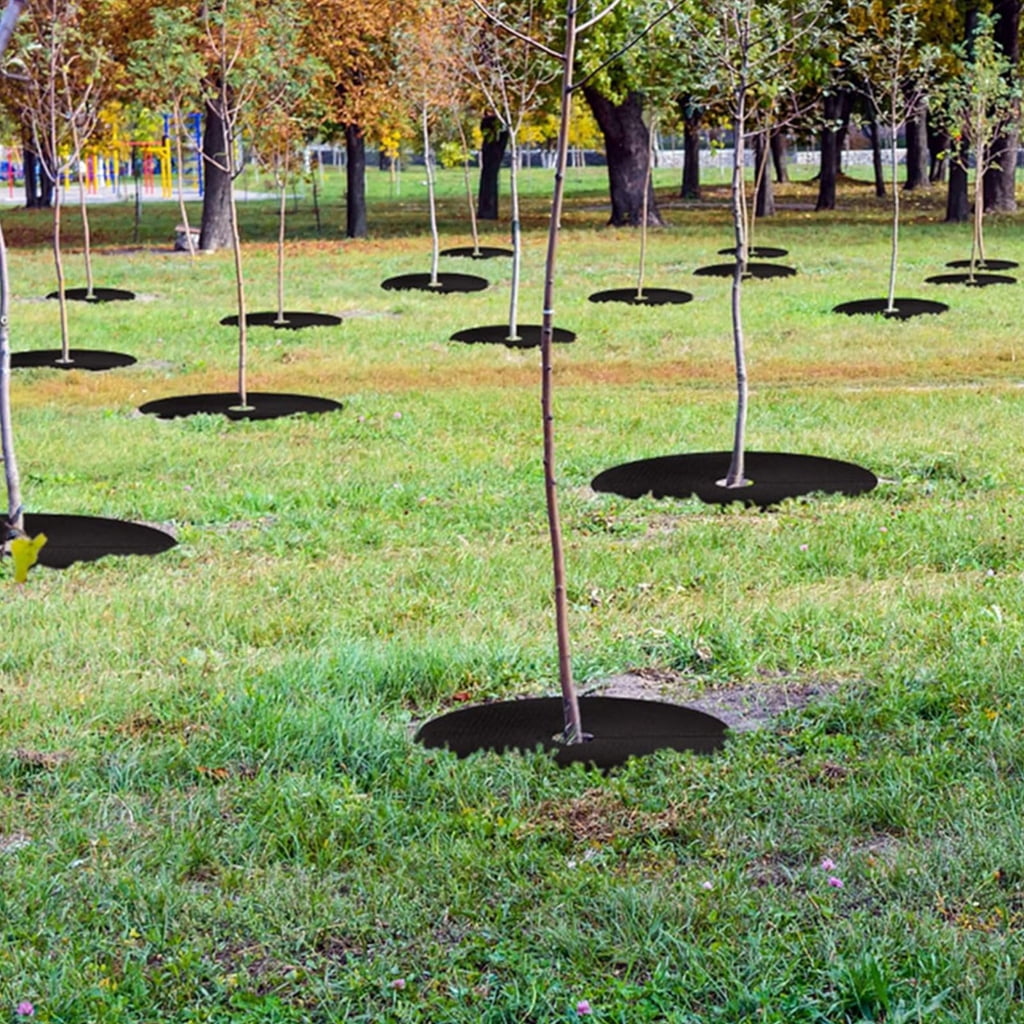 WINDLAND Breathable Landscape Tree Rings Weed Barrier Mat for Soil Moisture Control (Green, 24 in) wwhk4