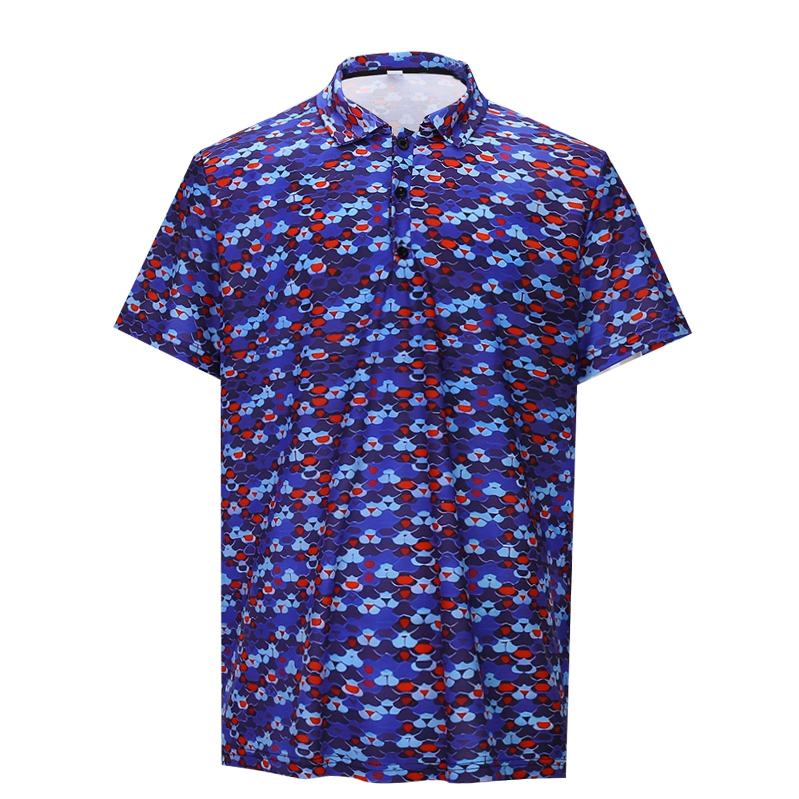 HEYAC Men's Golf Polo Shirt Business Casual V Neck Pullover (Blue, M) s1dvd