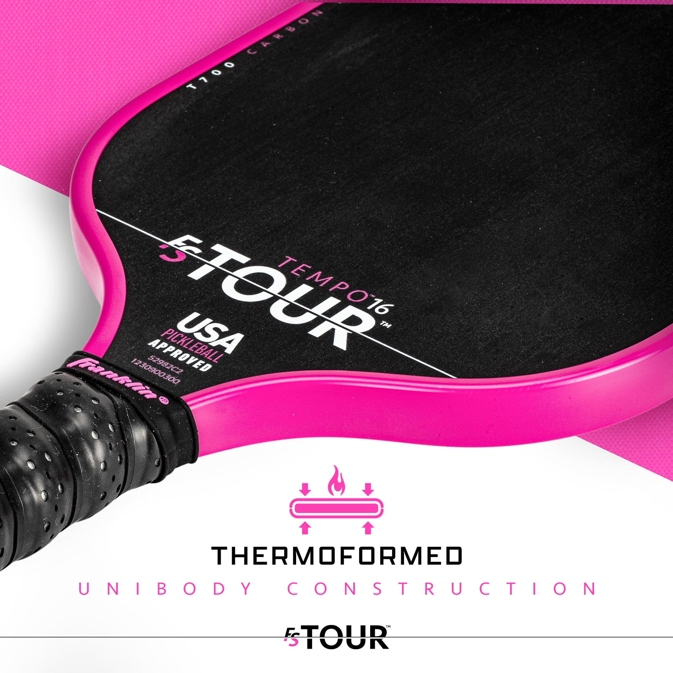 Franklin Sports FS Tour Series Pickleball Paddle - Carbon Fiber Surface - Pro Player Performance (Pink, 8.8 oz) y20ni