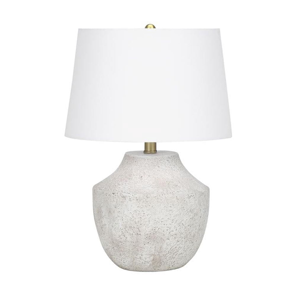 Monarch Concrete Stone Table Lamp with Tapered Drum Shade (Beige, 20 in) ei40j
