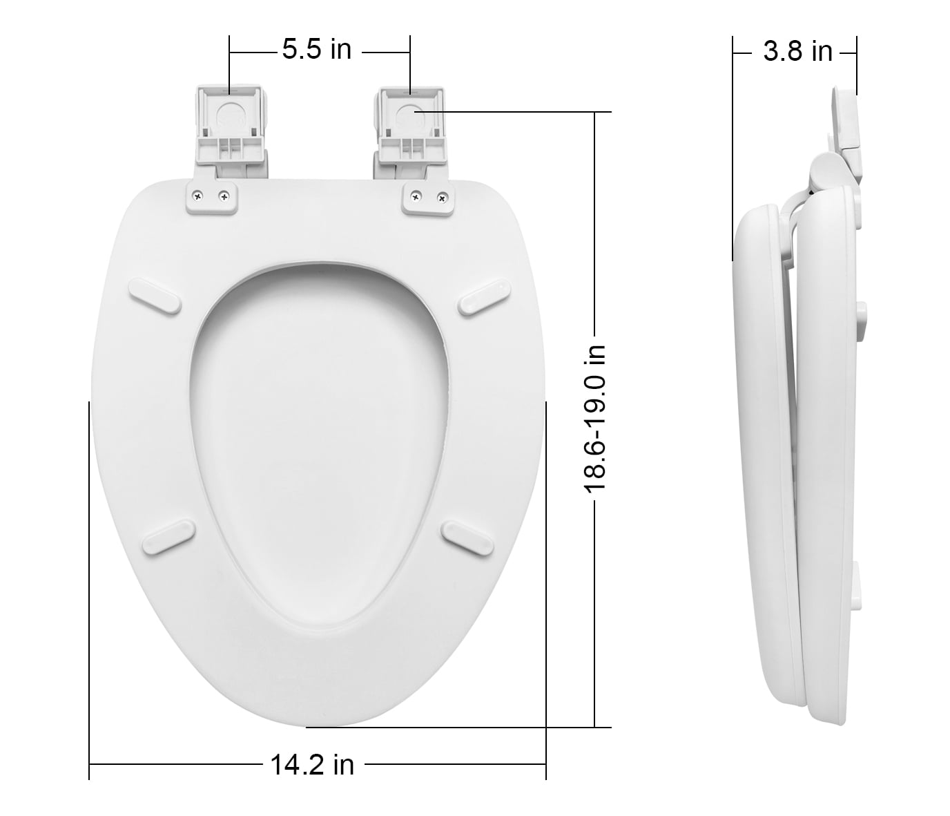 Mainstays Premium Soft Elongated Toilet Seat with Memory Foam and Quick-Release Hinges (White, 19 in, 2 Pack) iwcqn