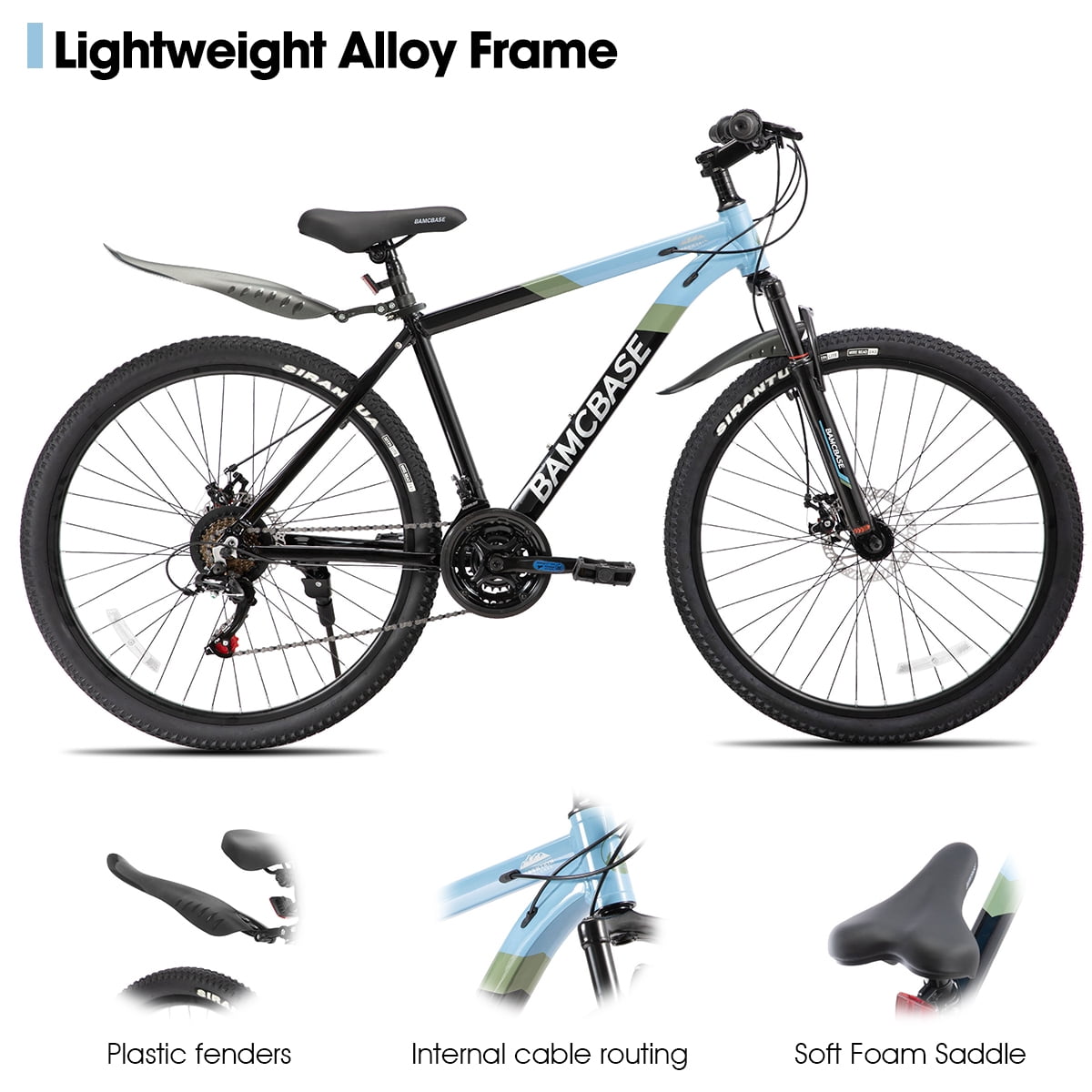 HILAND Mountain Bike, 21-Speed Aluminum Frame Hardtail MTB with Disc Brakes (Blue, 27.5 in) sakzs
