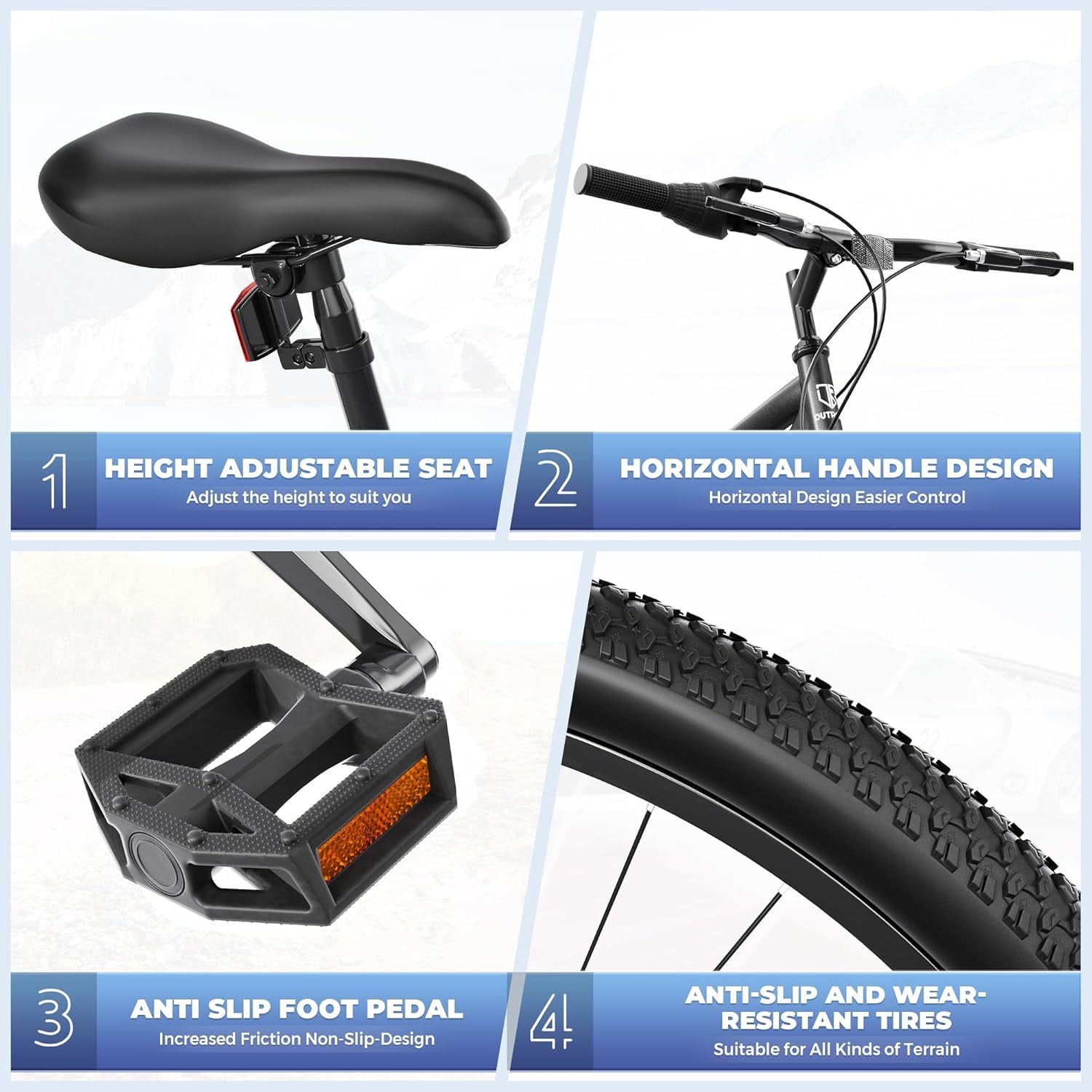 MarKnig 26 in Mountain Bike 7 Speed Adult Bicycle with High-Carbon Steel Frame (Black, 26 in) wqvcp