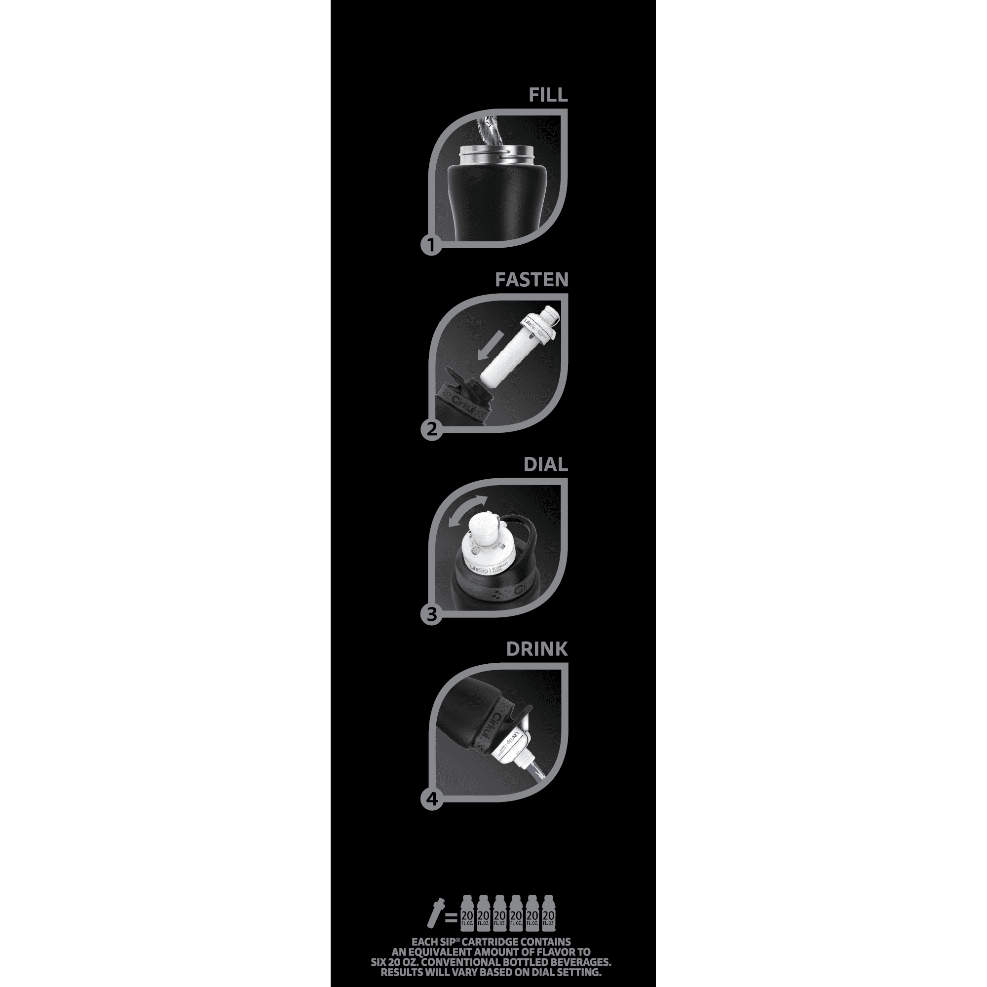 Cirkul Stainless Steel Water System Starter Kit with Flavor Dial and 2 Cartridges (Matte Black, 32 oz) wuczt
