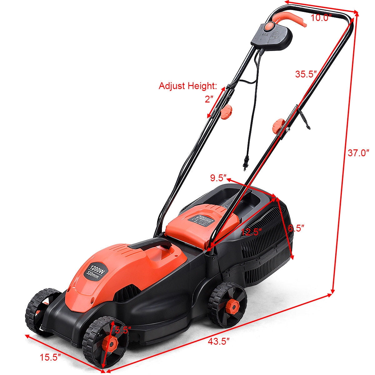 Costway 12 Amp 14-Inch Electric Push Lawn Mower with Grass Catcher (Red, 14 in) qilrg