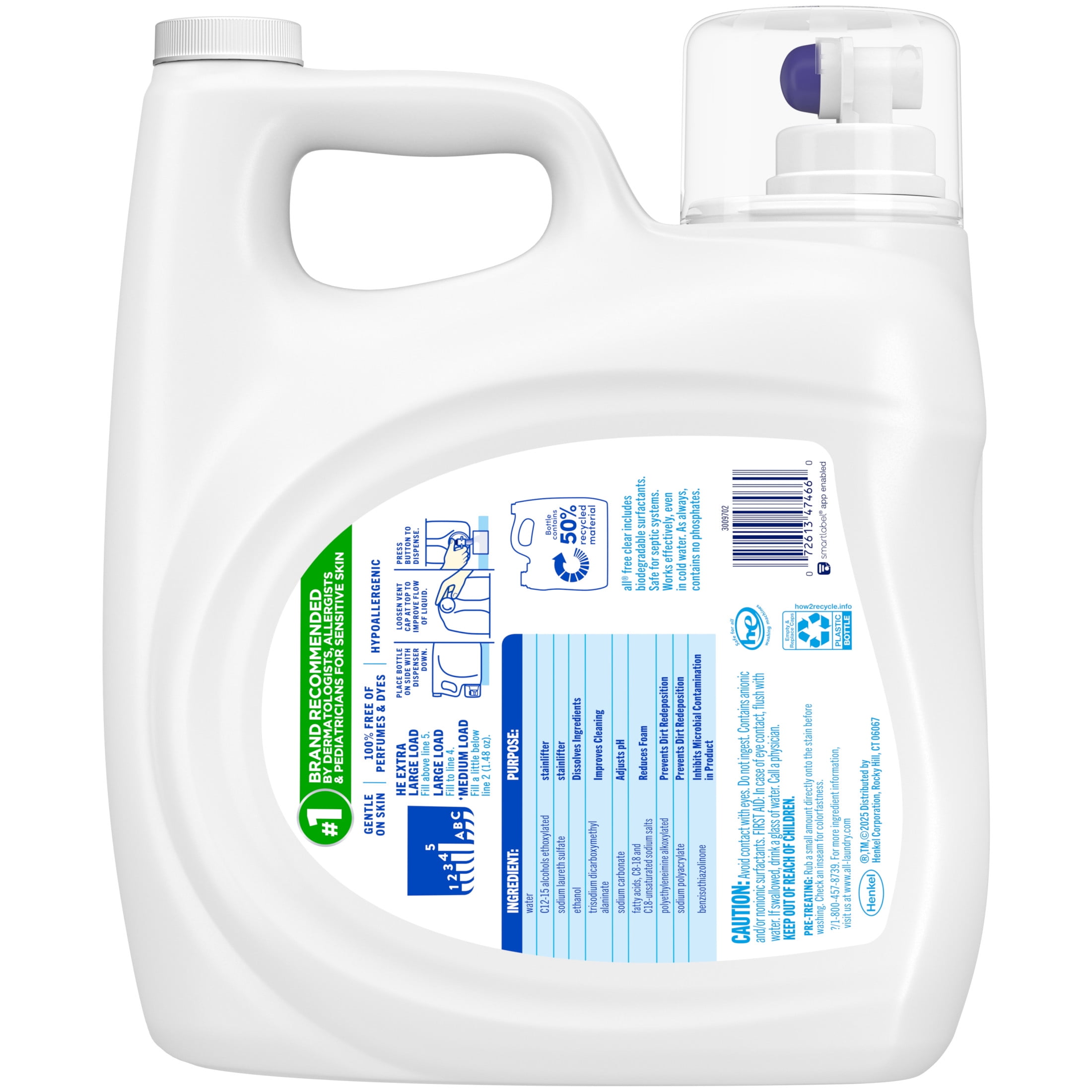 all Free Clear Oxi Liquid Laundry Detergent (Clear, 154 oz) dlxrd