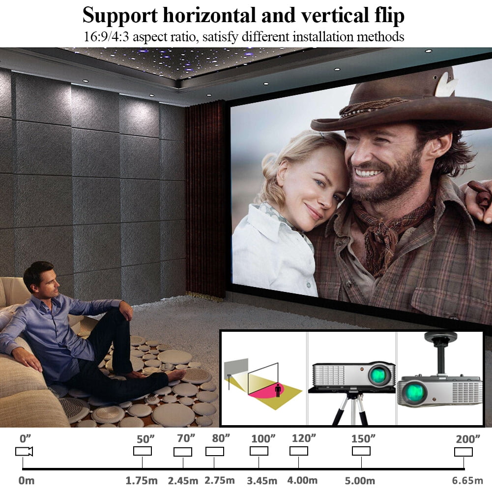 FLZEN F1A 1080p Full HD Home Theater Video Projector (Black, 13.23 in x 10.35 in x 4.65 in) 0rc0p