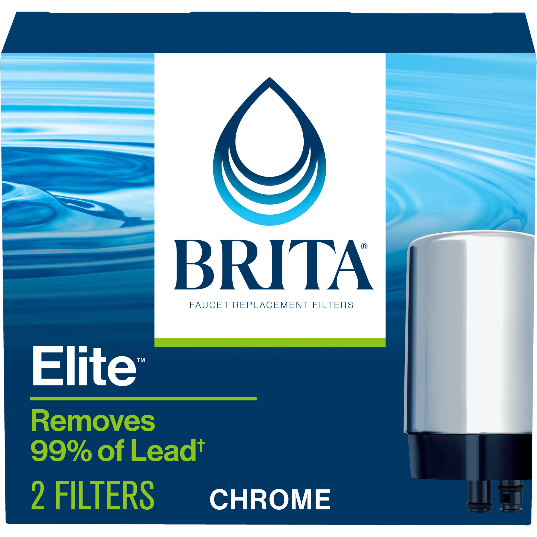 Brita Elite Faucet Water Filter Replacement Cartridges (Chrome, 2 Pack) 1db2q