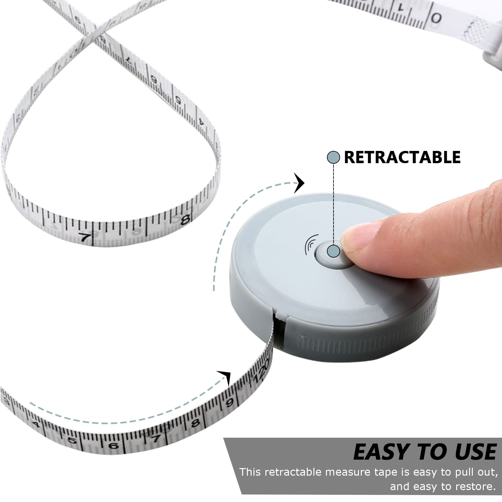 Dihmpor Retractable Tape Measure and Soft Measuring Tape Set for Body and Sewing (60 in, 8 Pack) tsphv
