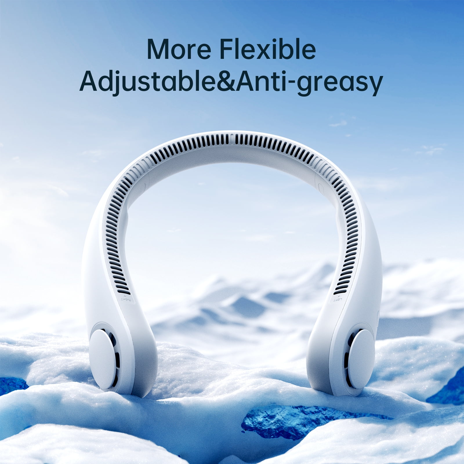 JISULIFE Portable Neck Fan, Rechargeable Wearable Cooling Fan, Bladeless Hands-Free Design, 5 Speeds, Lightweight (White, 9.1 oz) hhgfa